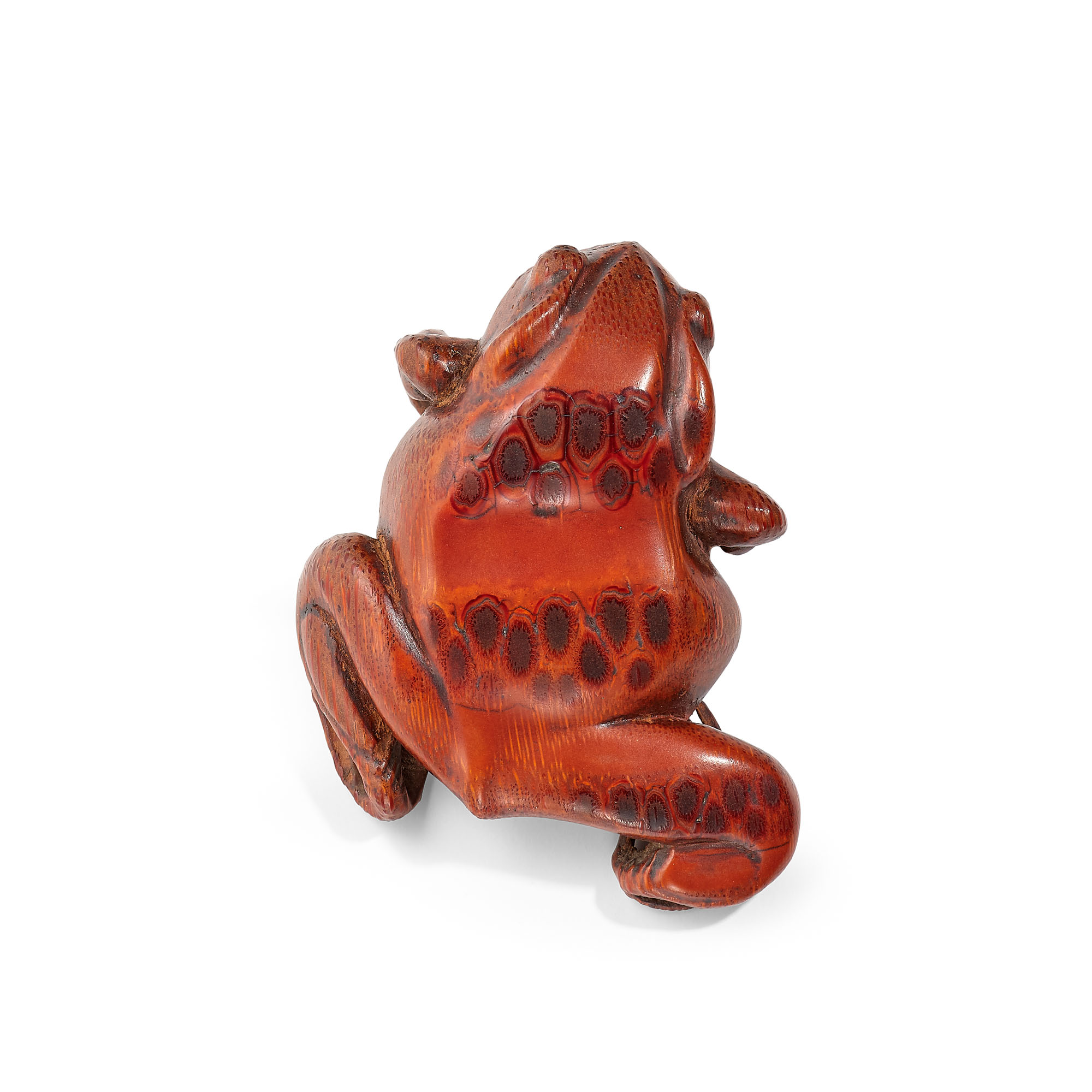 AN IMPORTANT AND VERY RARE BAMBOO ROOT CARVING OF A FROG