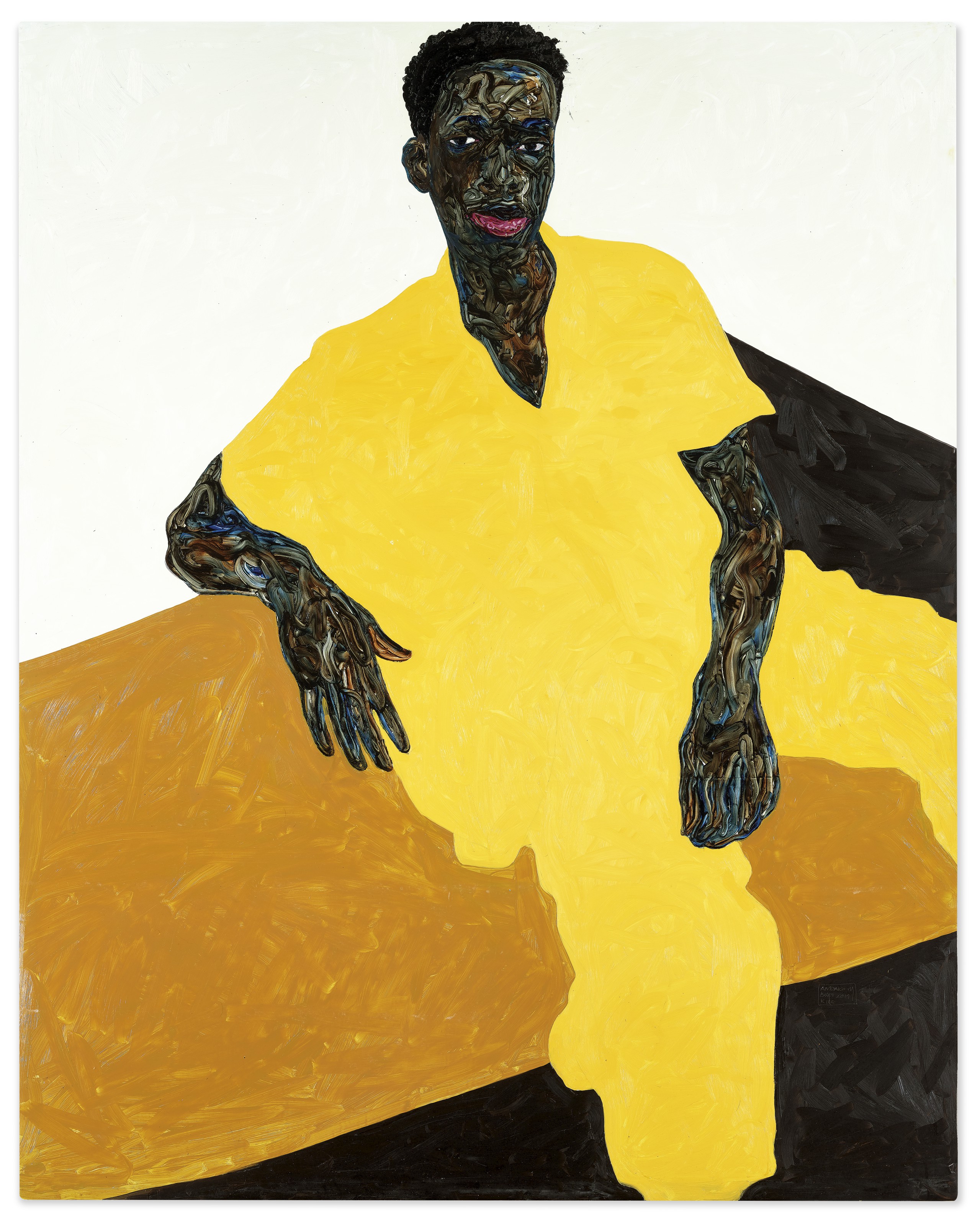 阿莫奥克·博福(1984年生)，《巴巴·迪奥普》，2019年作。油彩 画布。 211 x 167.5 公分（83 1/8 x 66 英寸）此作于2020年12月2日在20th Century: Hong Kong to New York售出，成交价8,890,000港元。 