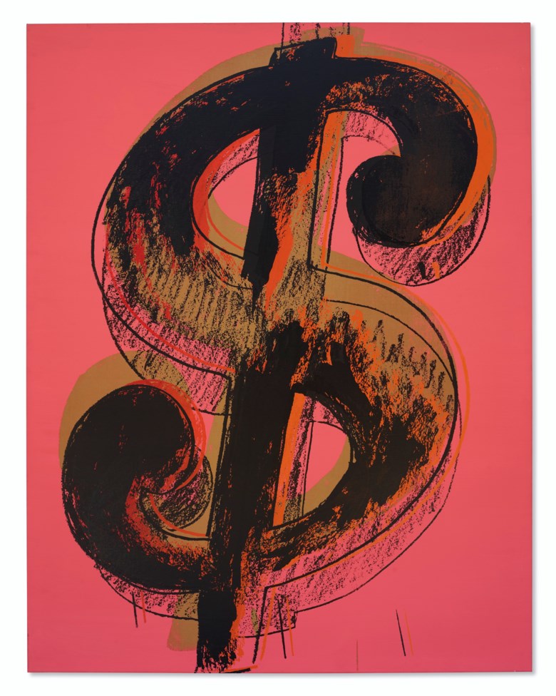 安迪．沃荷 (1928-1987)，《美元符号》，1981年作 。压克力 丝网印刷 油墨 画布。 229 x 178 公分（90 x 70 英寸）。此作于2020年12月2日在20th Century Hong Kong to New York售出，成交价50,650,000港元