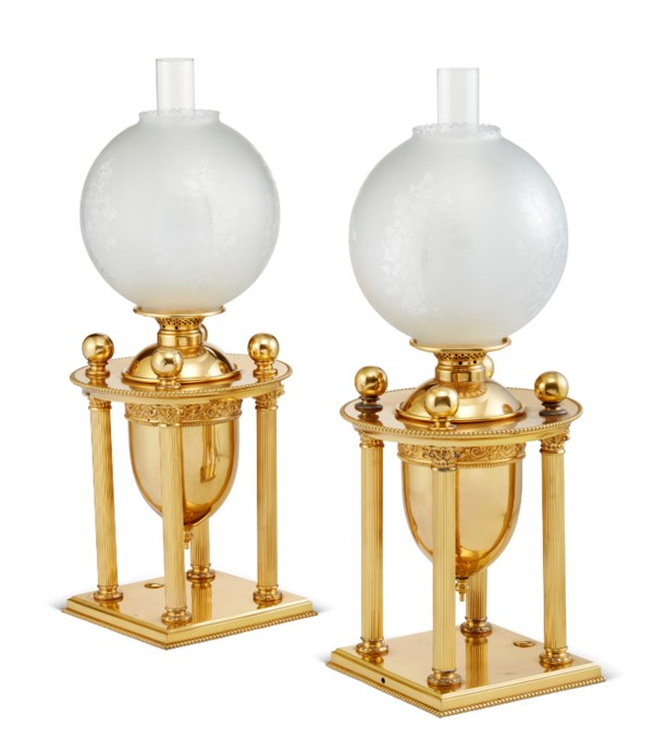 A 20th Century Regency Style Hurricane Lamp
