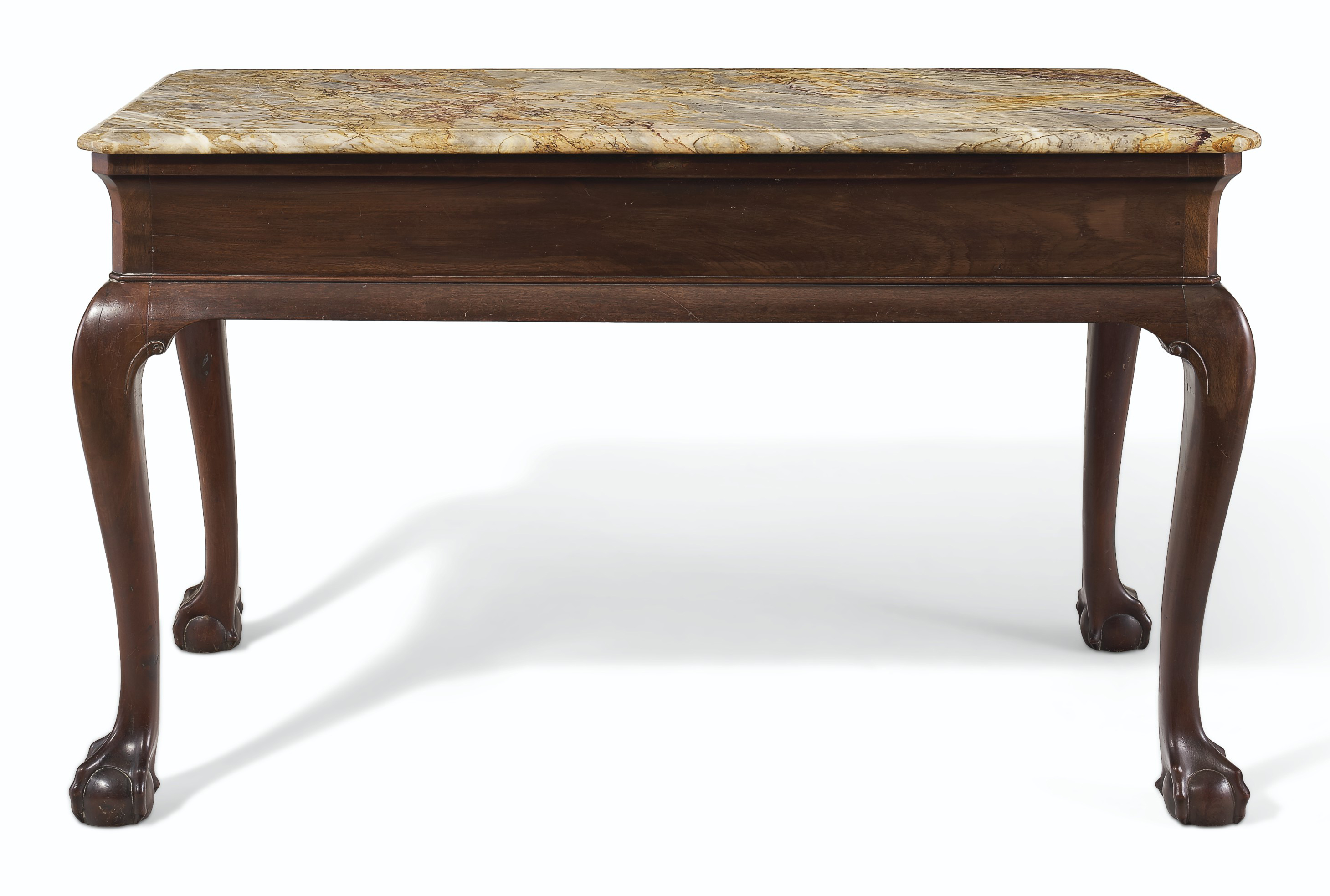 A CHIPPENDALE CARVED MAHOGANY MARBLE SLAB TABLE , BOSTON ...