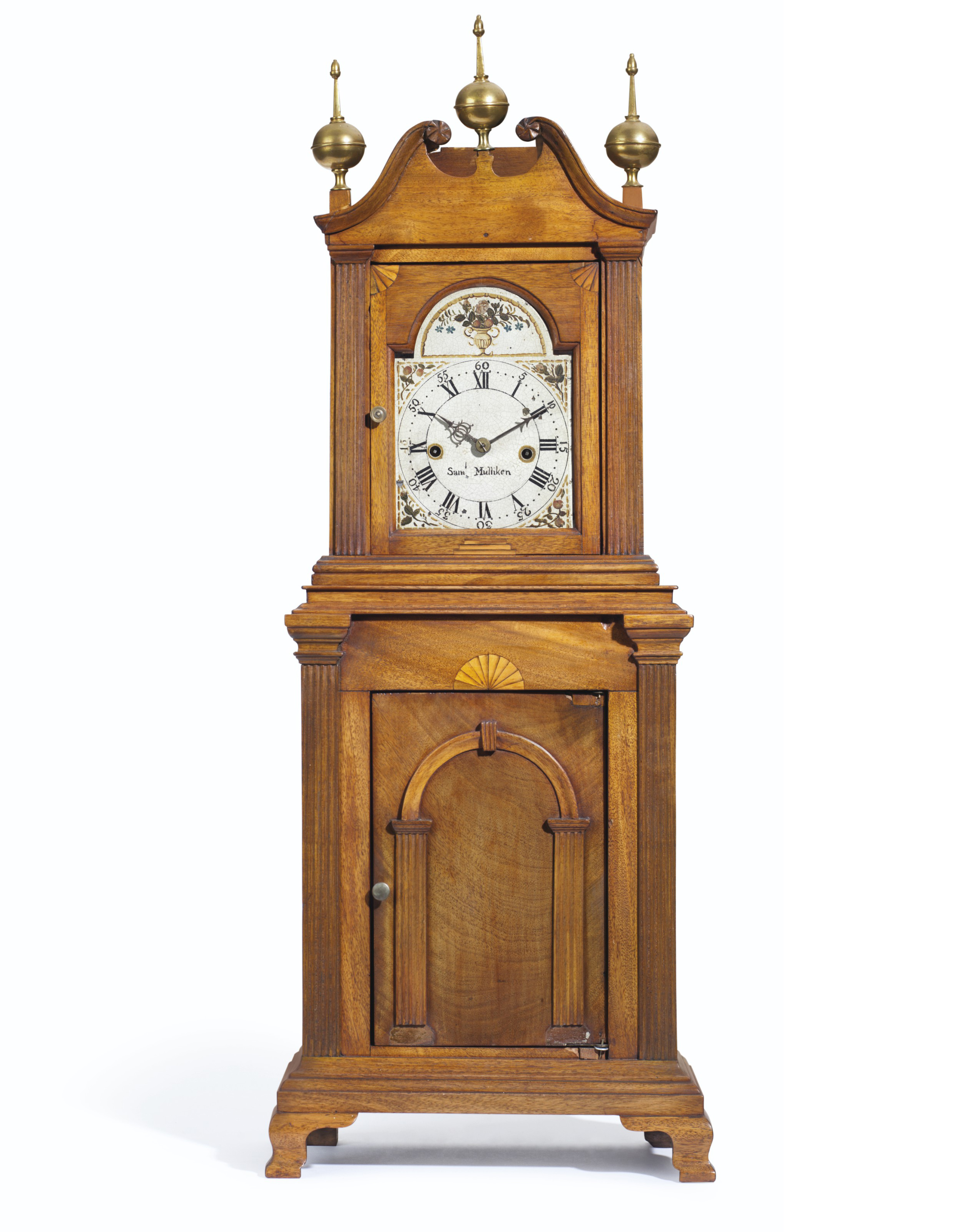 A FEDERAL INLAID MAHOGANY SHELF CLOCK , THE DIAL SIGNED BY SAMUEL