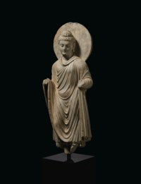 A GRAY SCHIST FIGURE OF BUDDHA SHAKYAMUNI, ANCIENT REGION OF GANDHARA ...