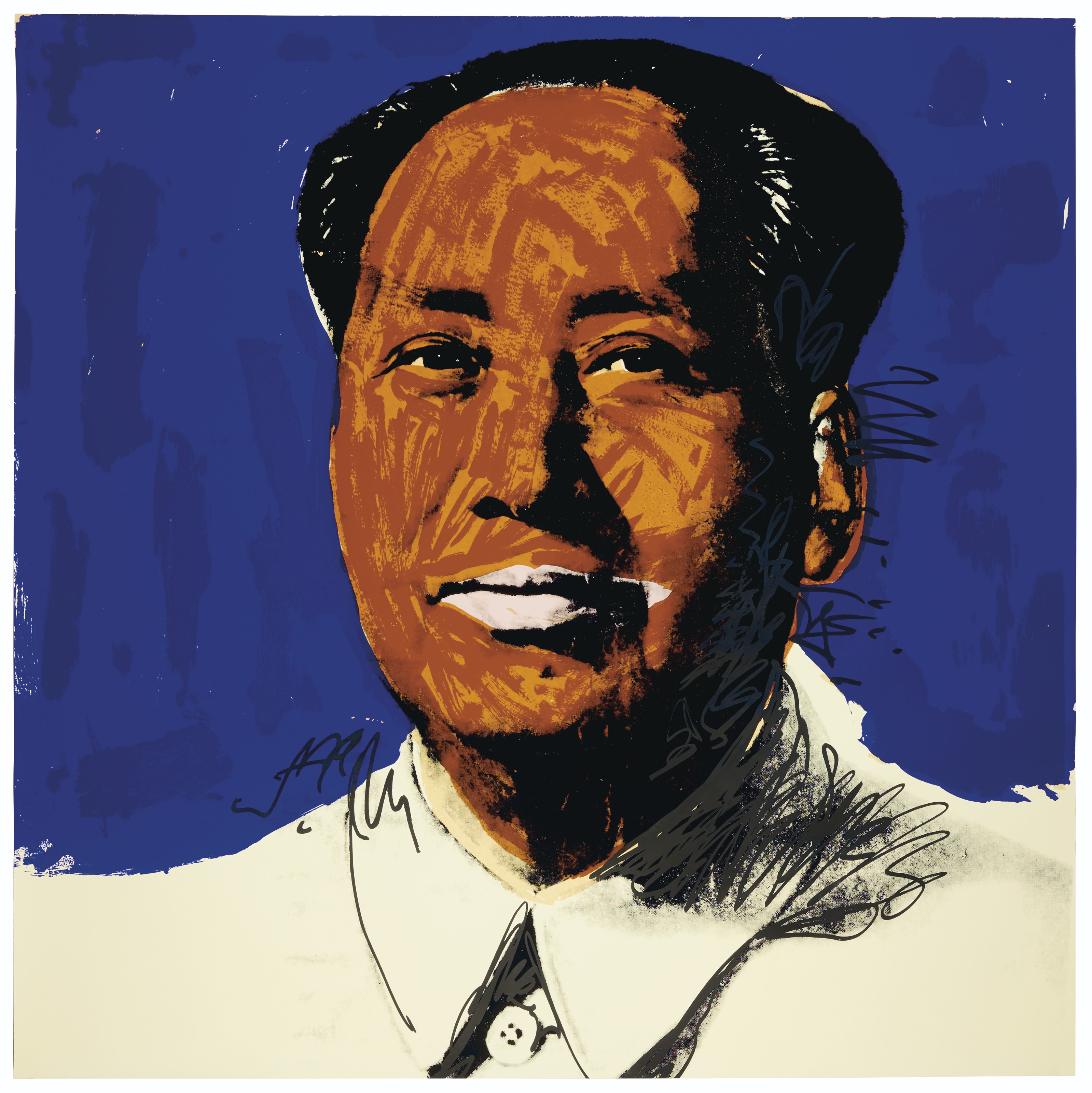 Andy Warhol (1928-1987), Mao: one print, 1972. Screenprint in colours on on Beckett High White paper. Sheet: 36 x 36  in (91.4 x 91.4&nbsp; cm). Sold for: $37,500 on 4 March 2020 at Christie&rsquo;s in New York
