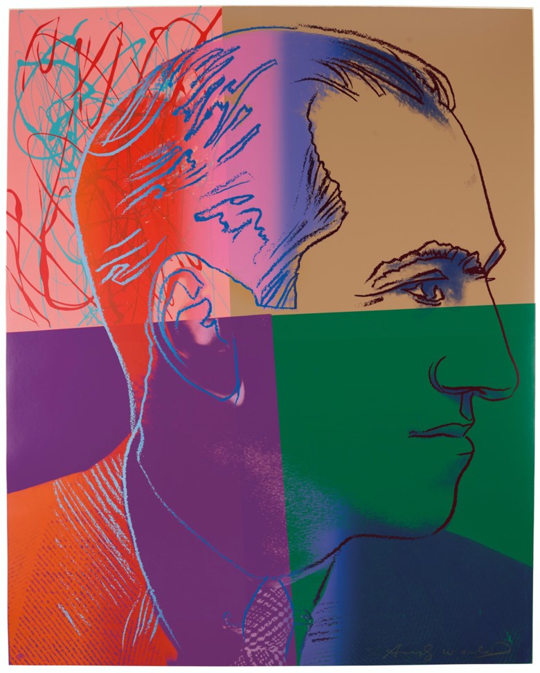 Andy Warhol (1928-1987), George Gershwin, from Ten Portraits of Jews of the Twentieth Century, 1980. Screenprint in colours on Lenox Museum Board. Sheet 39⅞ x 31⅞ in (1013 x 784 mm). Sold for $27,500 on 4 March 2020 at Christie’s in New York