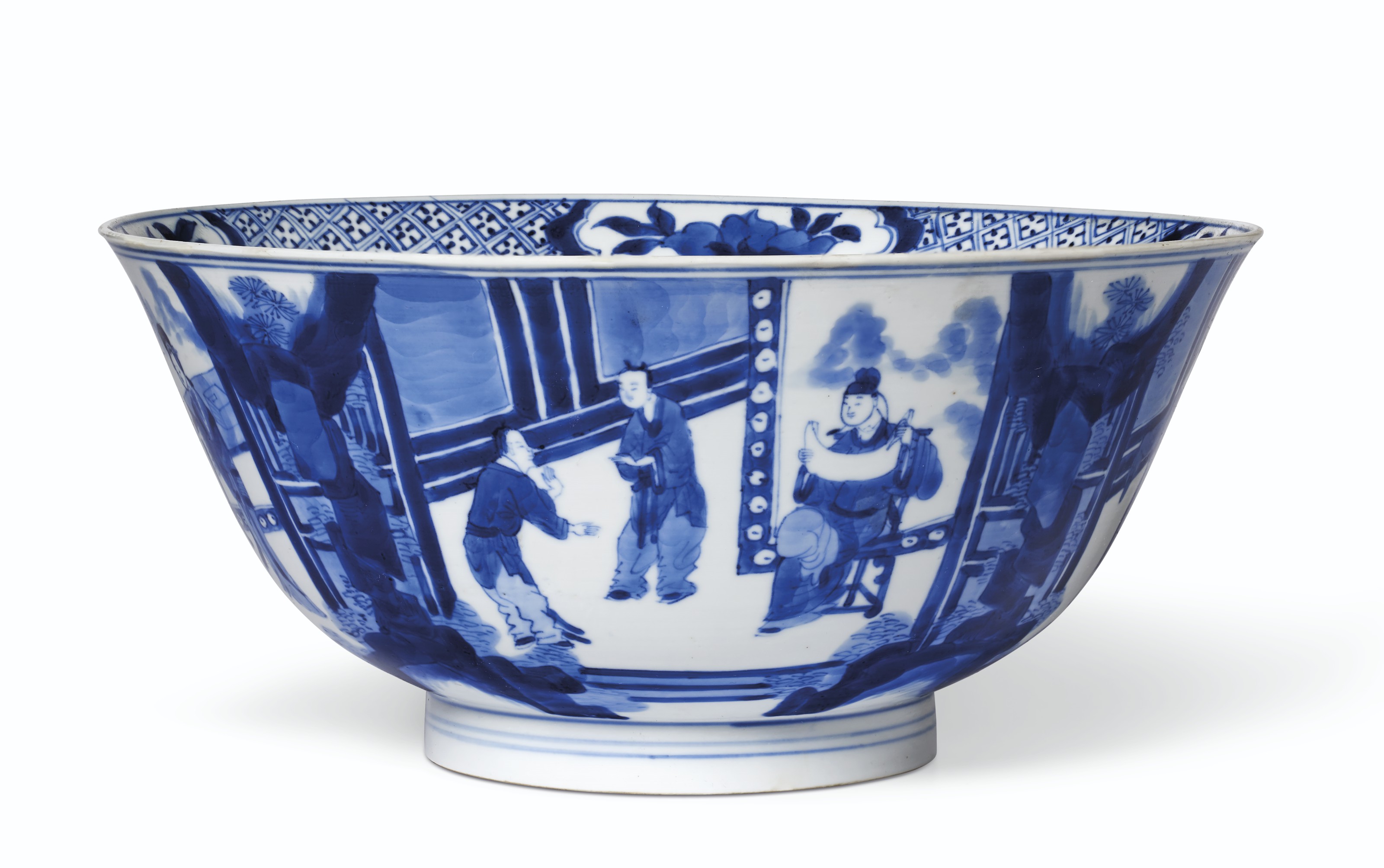A BLUE AND WHITE BOWL, KANGXI SIXCHARACTER MARK IN UNDERGLAZE BLUE