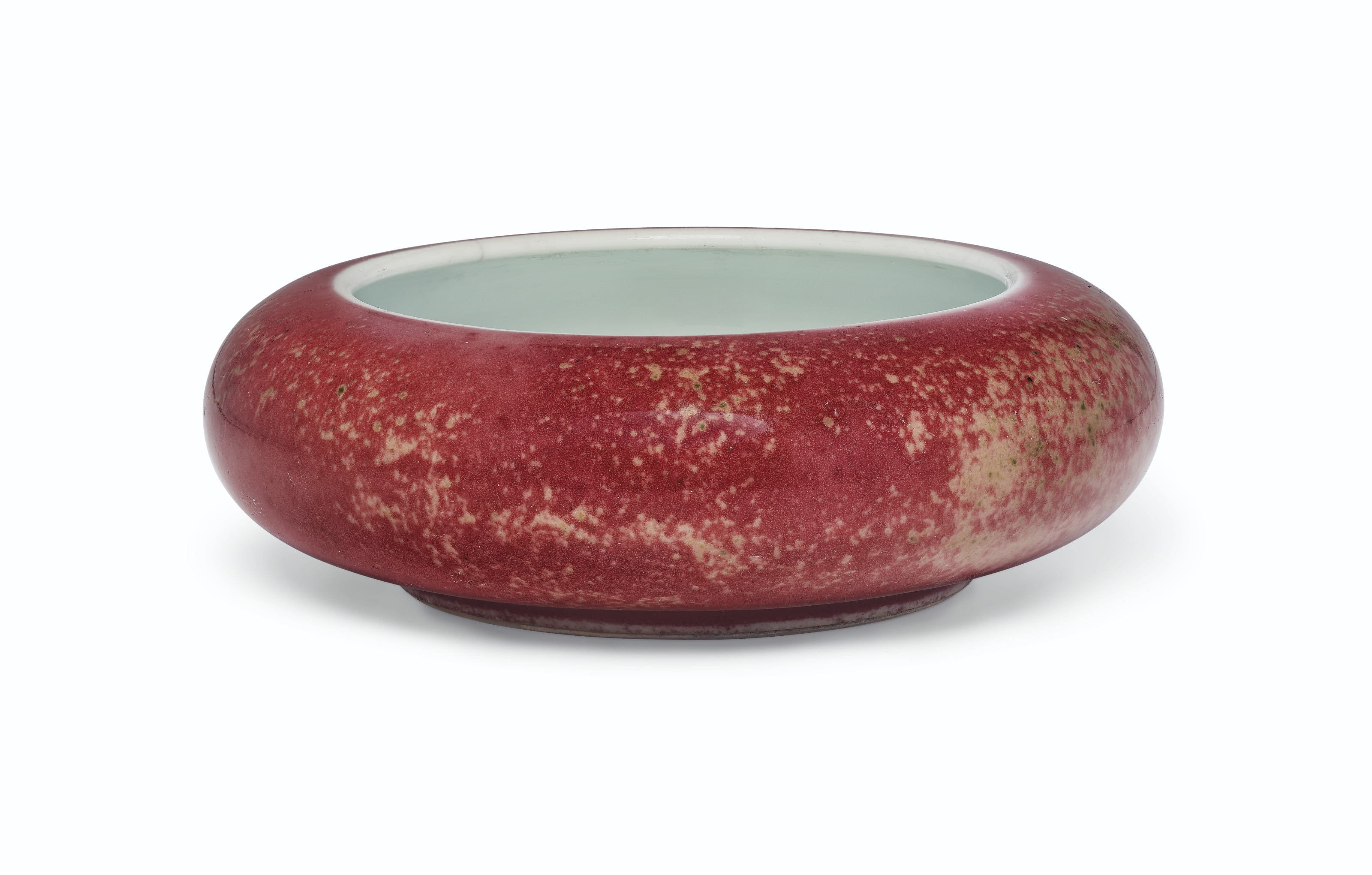 中国 缸豆紅釉 小壷 C R8514 （清康熙豇豆红釉铛锣洗三行六字楷书款  