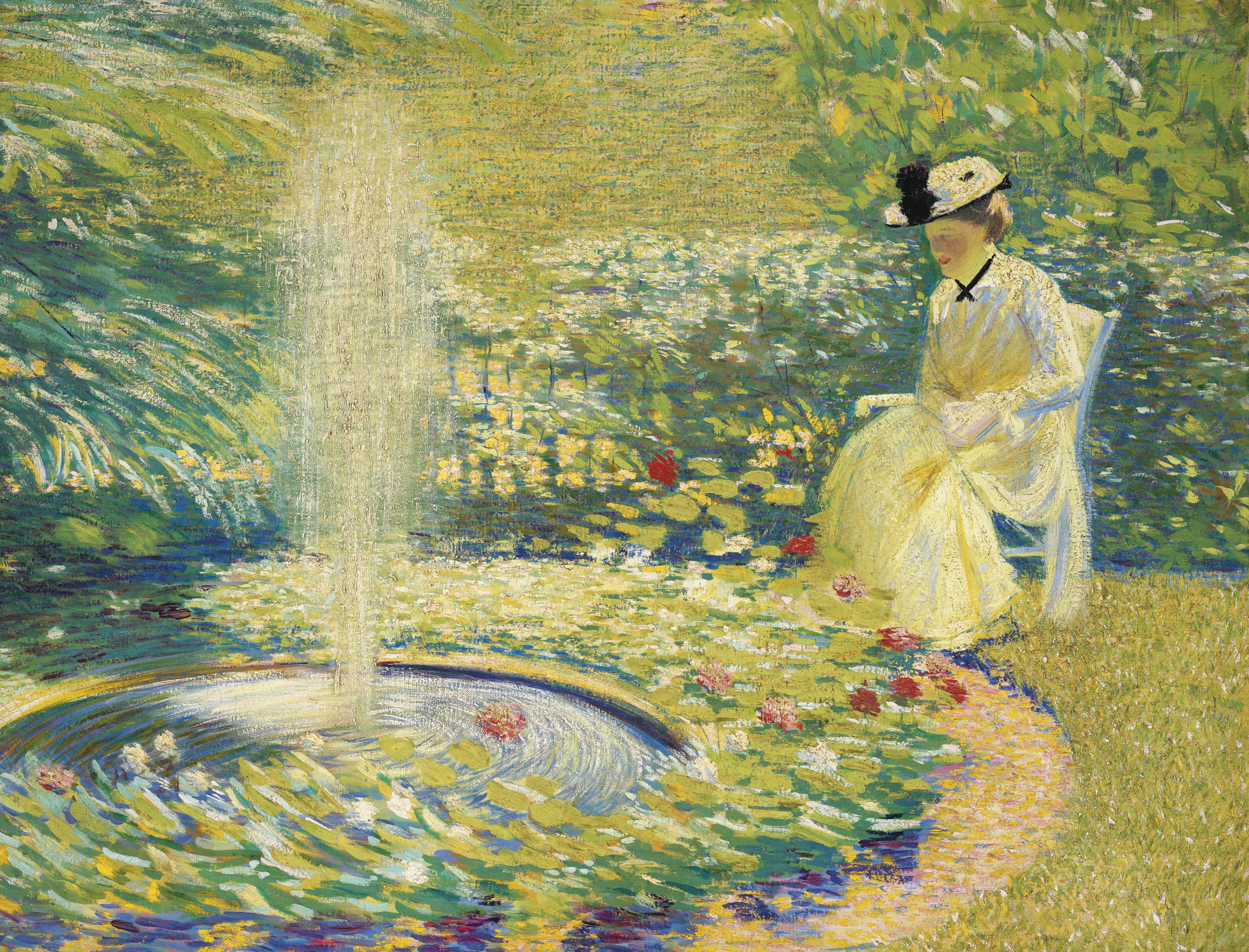 菲利普&middot;莱斯利&middot;海尔(Philip Leslie Hale，1865-1931)，《光与影（花园内的海尔夫人）》。油彩 画布。27&frac14; x 35&frac12;英寸（69.2 x 90.2公分）。估价︰70,000-100,000美元。此作将于2020年7月23日至8月7日在美国艺术网上专场中呈献