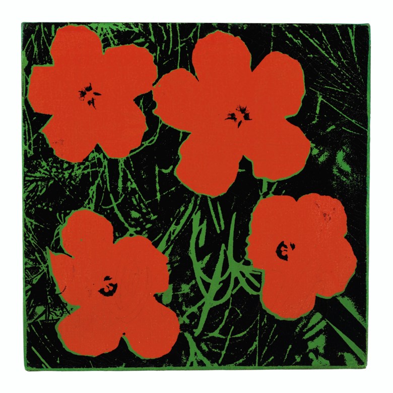 Andy Warhol (1928-1987), Flowers, 1964. Acrylic and silkscreen ink on canvas. 14 x 14  in (35.6 x 35.6  cm). Sold for $435,000 on 5 March 2020 at Christie’s in New York