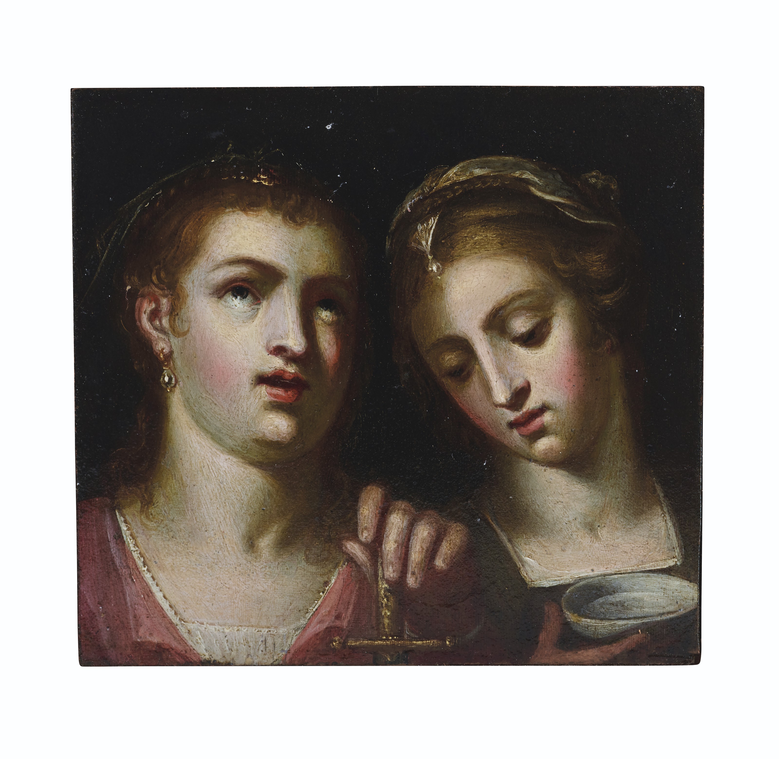 Catalog image of Heads of two female saints