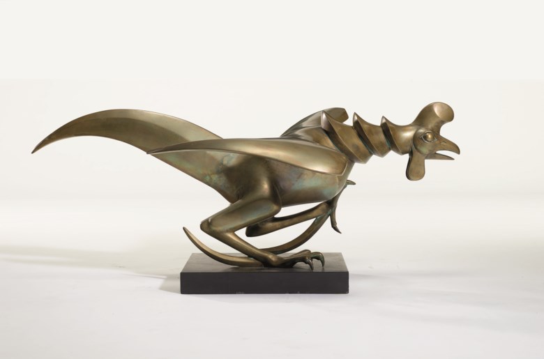 Frances Kent Lamont (1899-1975), ‘Gallic Cock’ 15 (crouching rooster). Brass on a black slate or marble base. 15¼ in (39 cm) high, 42 in (106.7 cm) wide, 24¼ in (61.6 cm) on base. Estimate $5,000-8,000. Offered in Old Master Paintings and Sculpture, 1-20 October 2020, Online