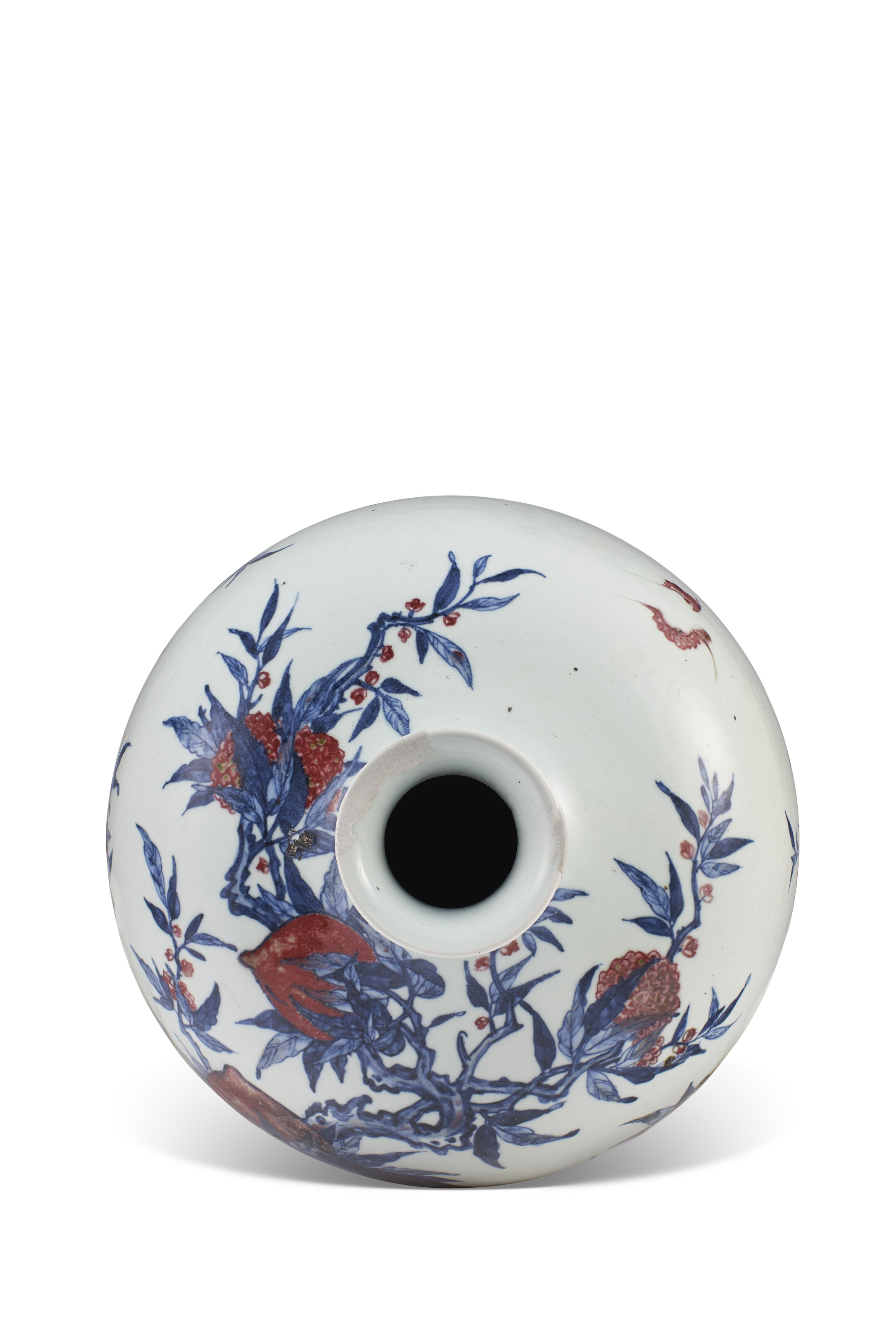 晚清/民国青花釉里红九桃纹梅瓶, LATE QING DYNASTY-REPUBLIC PERIOD 