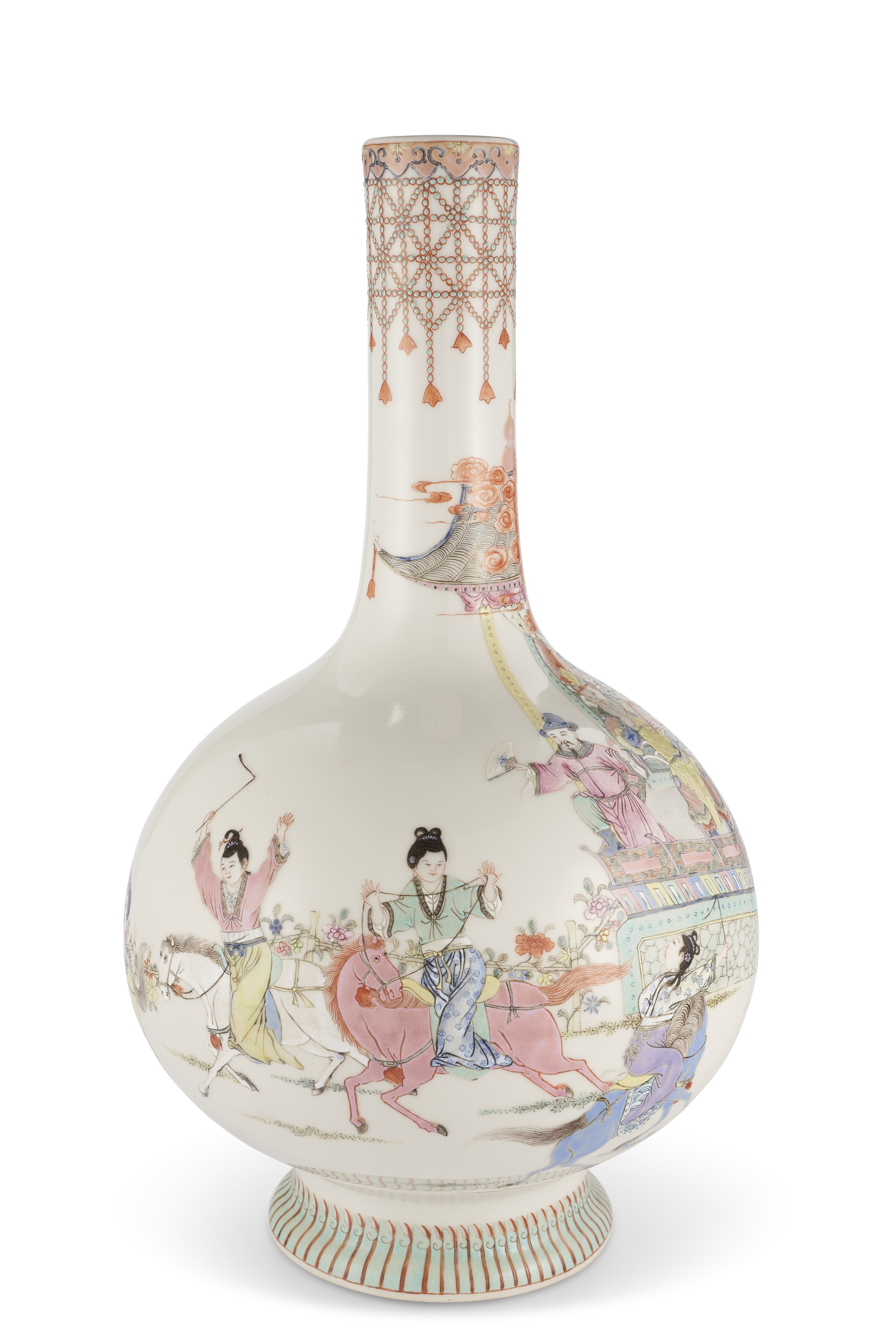 清康熙五彩三国演义图棒槌瓶, KANGXI PERIOD (1662-1722
