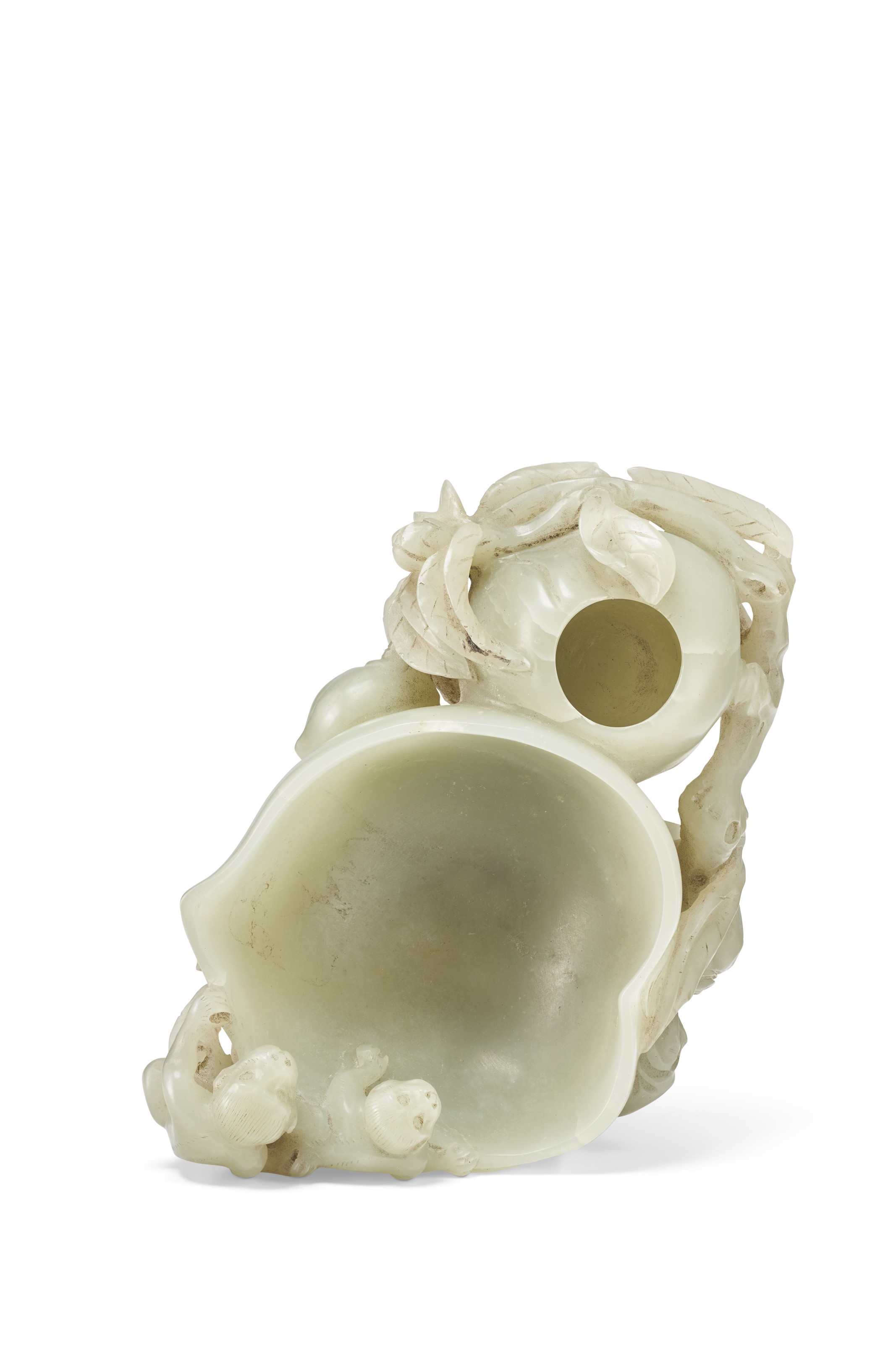 清十九世纪灰青玉雕双猴桃形笔洗, 19TH CENTURY | Christie's