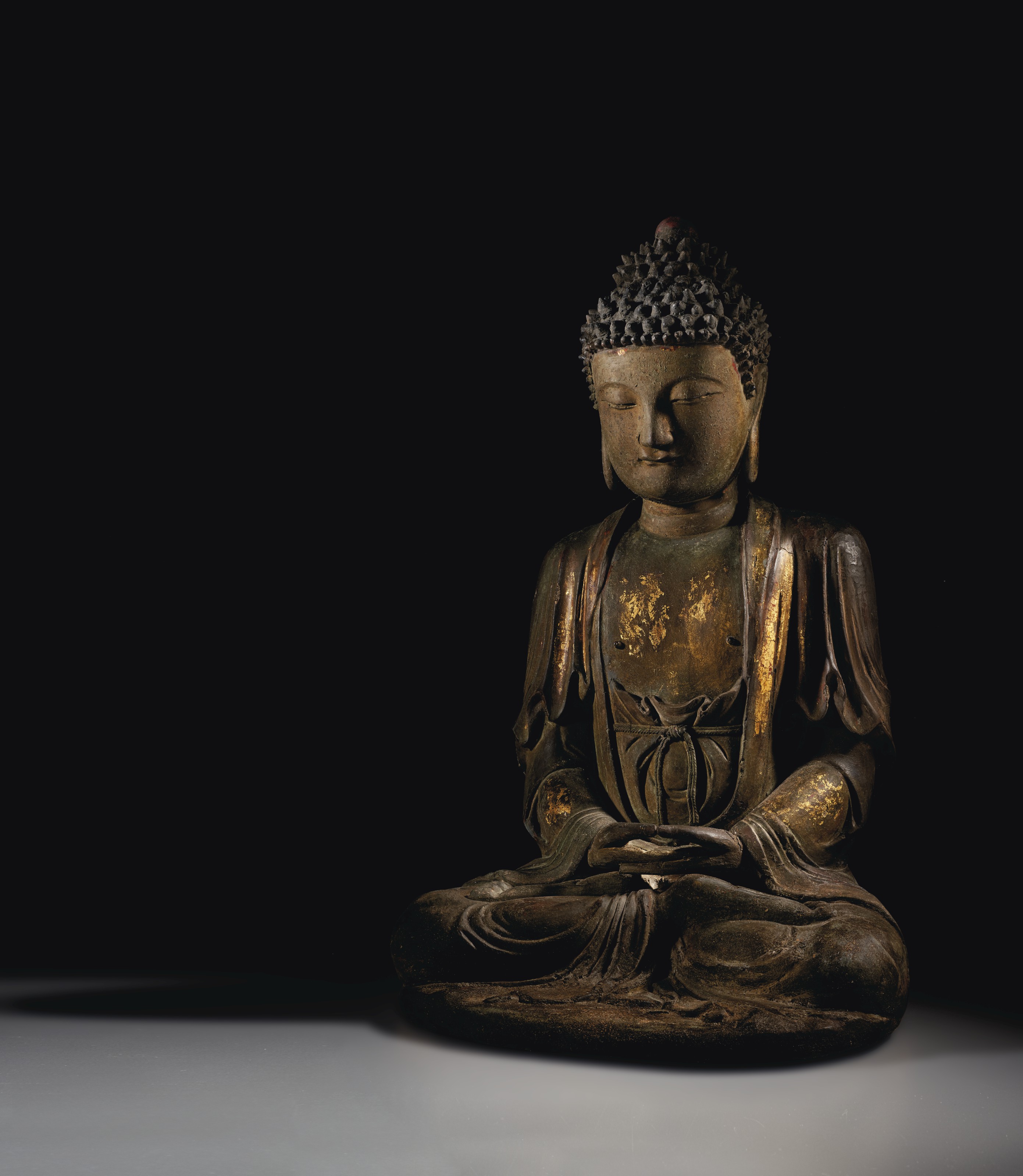 Segnender Buddha 33cm 4kg Messing Antik Figur Nepal Indien Buddhismus Mudra 