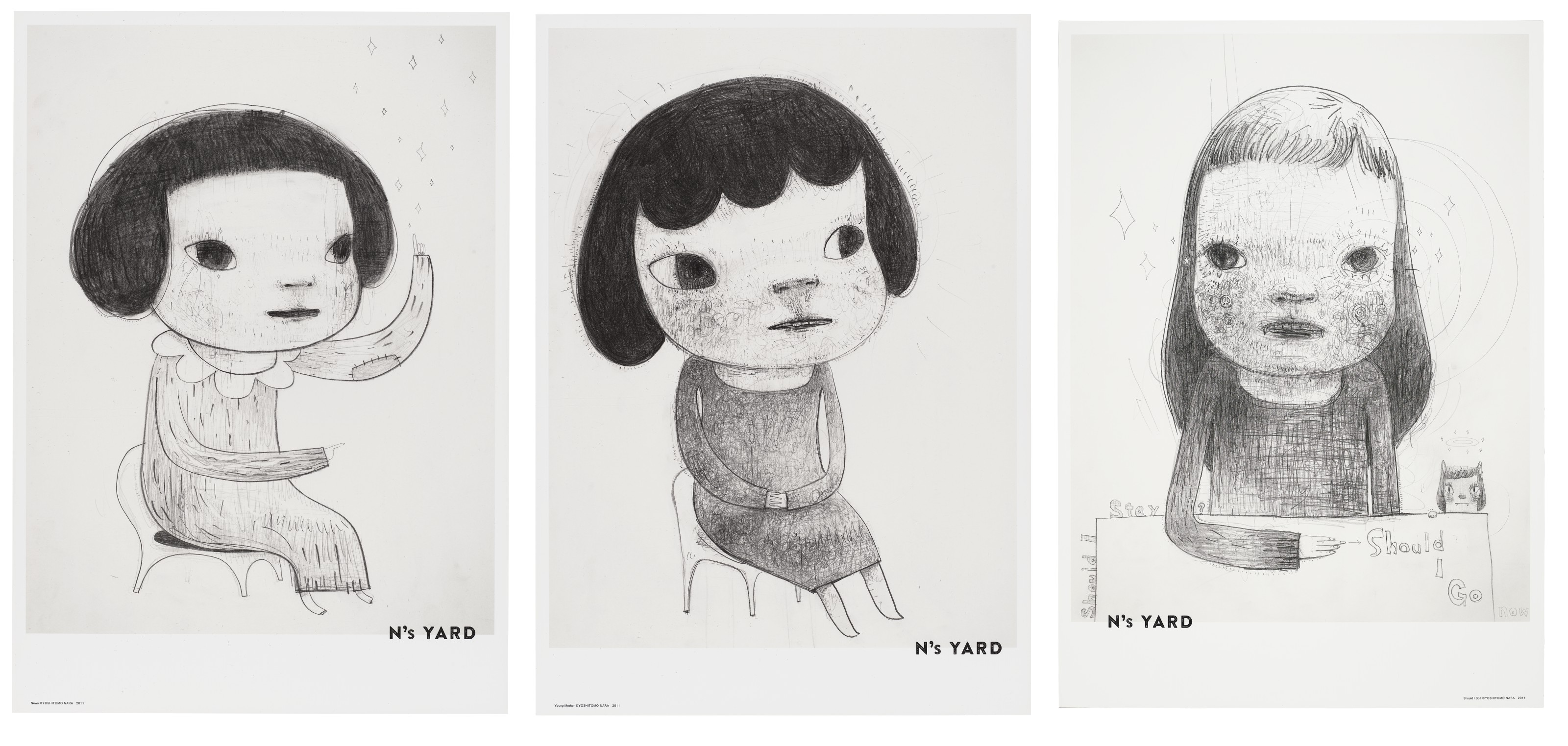 YOSHITOMO NARA (B. 1959), News; Should I Go?; & Young Mother 