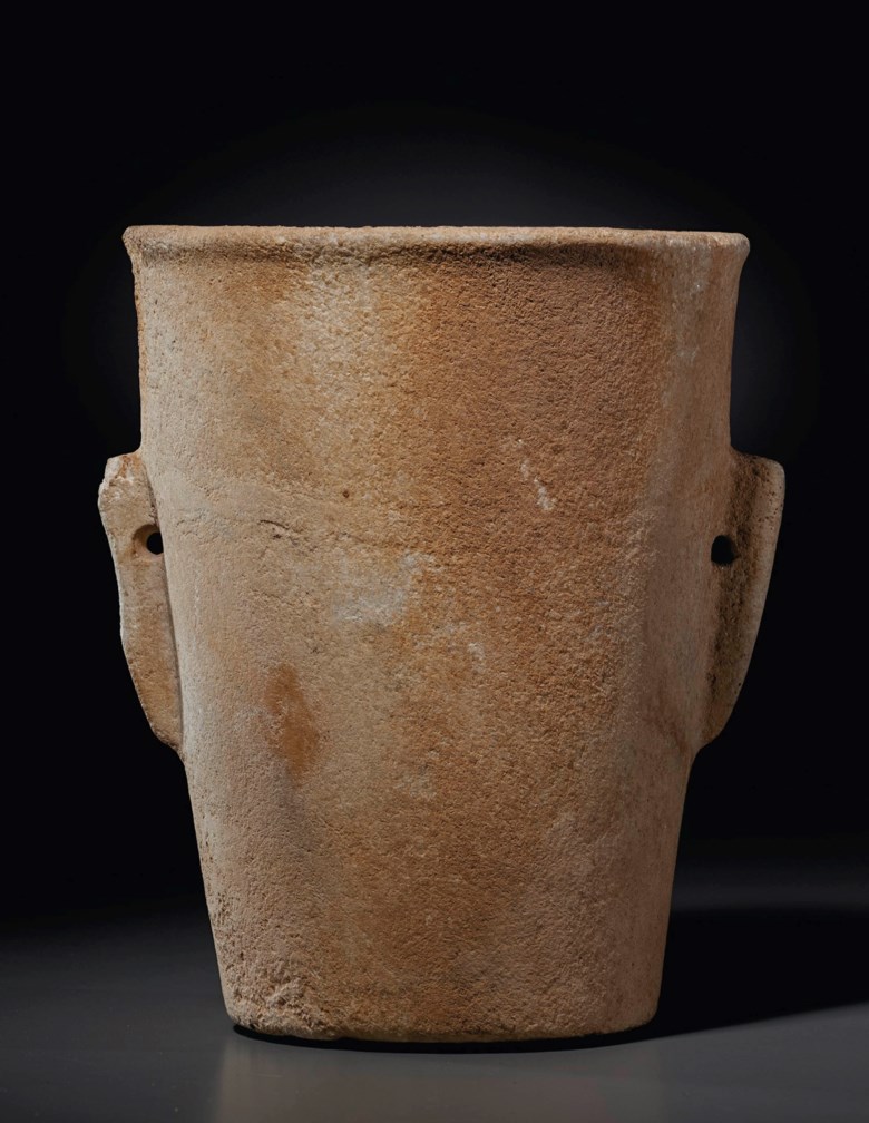 A Cycladic marble beaker, early Cycladic I, circa 3200-2700 BC. 7¼ in (18.4 cm) high. Estimate $20,000-30,000. Offered in Antiquities on 13 October 2020 at Christie's in New York