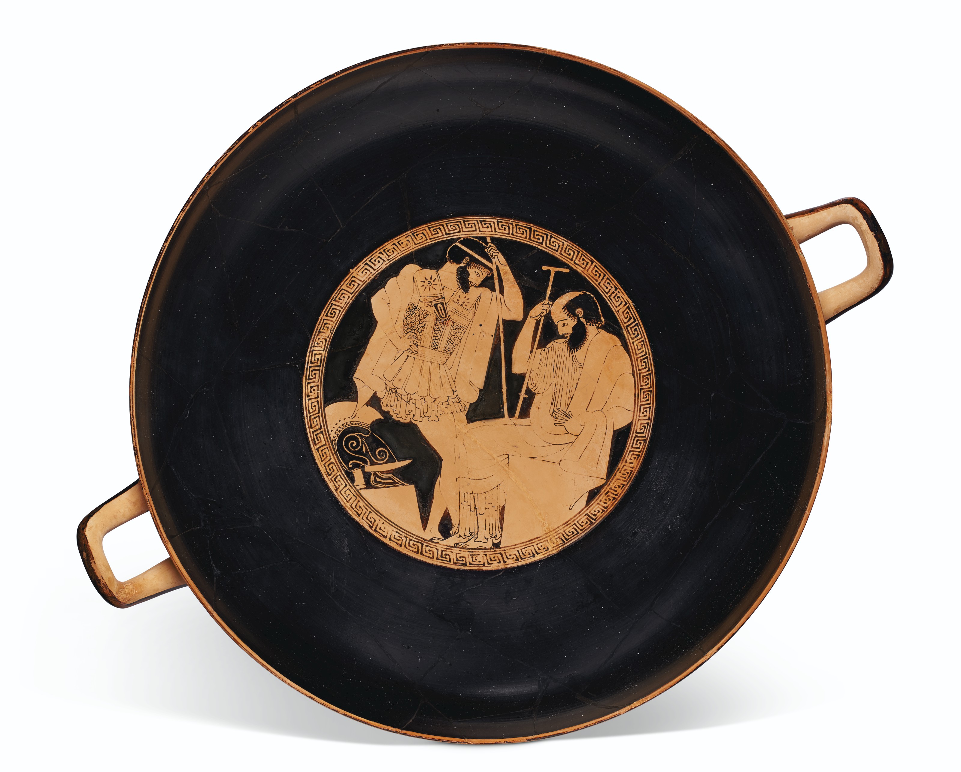 An attic red-figured kylix, attributed to Makron as painter, signed by Hieron as potter, c. 490-480 BC, sold for $1,830,000 on 13 October 2020 at Christie's in New York