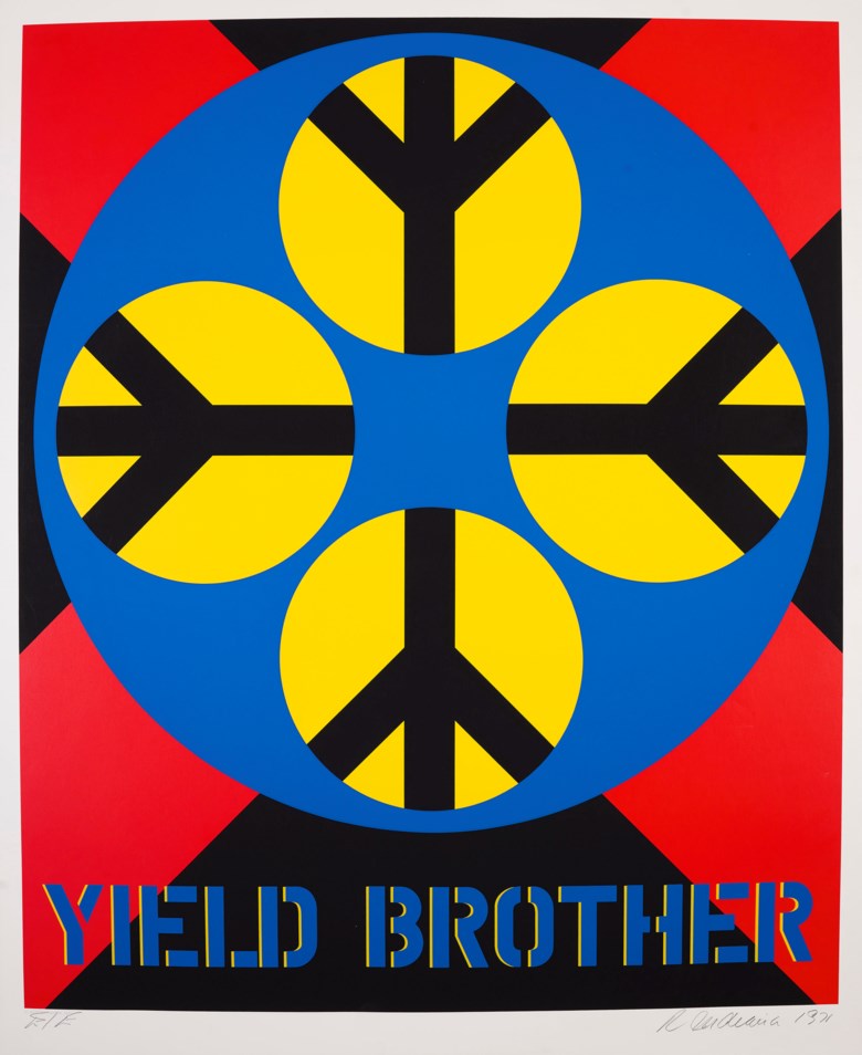 Robert Indiana (1928-2018), Yield Brother, from Decade. Screen print 39 x 31⅞ in (991 x 810 mm). Price Realised $1,750, 6 Mar 2020, Online