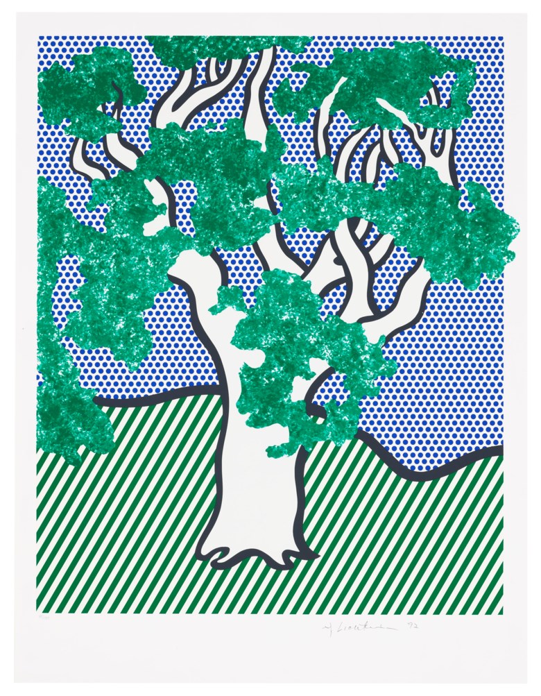Roy Lichtenstein (1923-1997), Rain Forest, from Columbus — In Search of a New Tomorrow, 1992. Screenprint in colours, on Fabriano wove paper. Sheet 29⅞ x 22¾ in (759 x 578 mm). Estimate $30,000-50,000. Offered in Domberger 65 years of Screen Printing, 27 February to 6 March 2020, Online