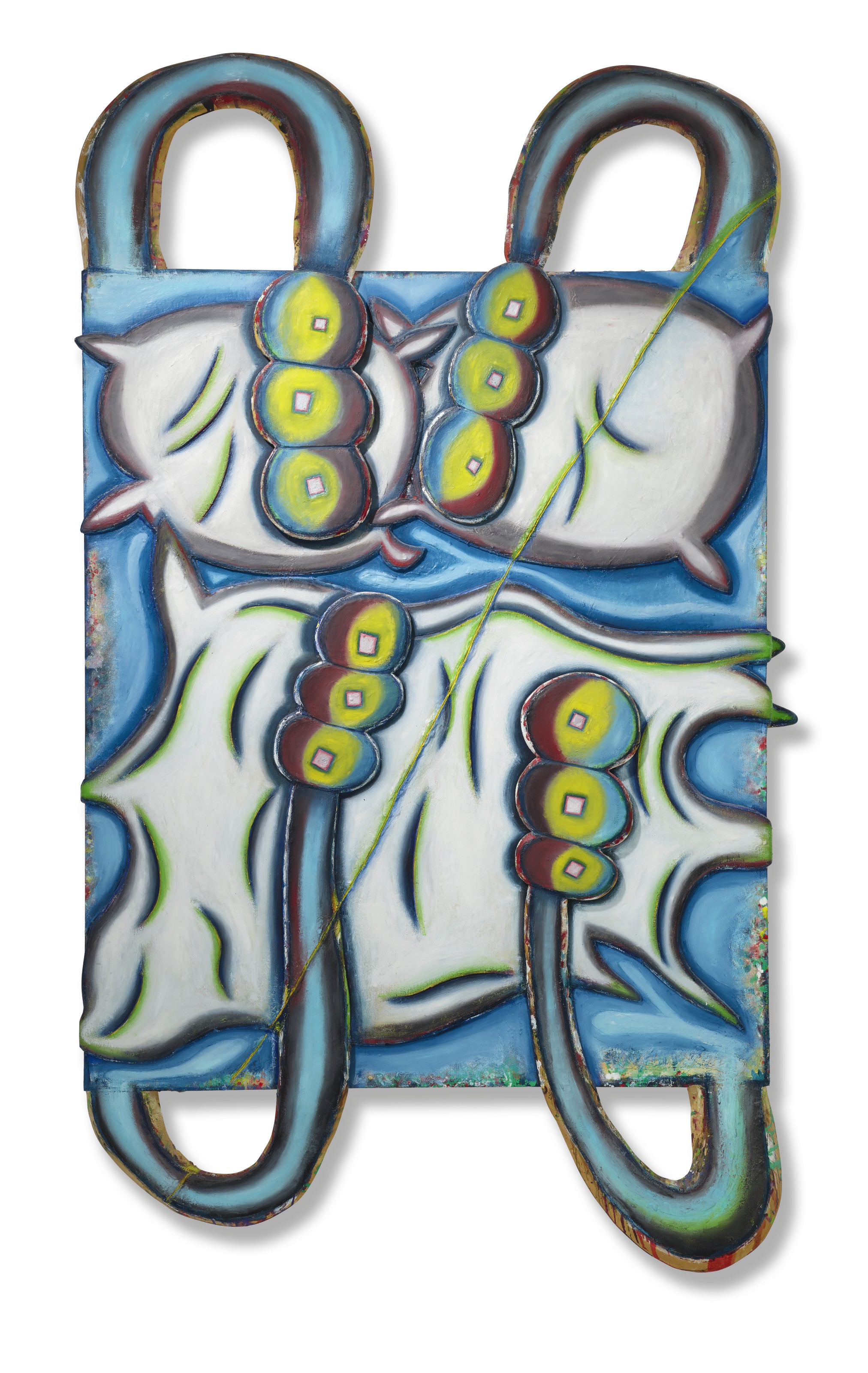Elizabeth Murray (1940-2007), Moonbeam, 1995-1996. Oil and wax on shaped canvas and panel construction.&nbsp;109 x 63 x 6  in (276.9 x 160 x 15.2  cm). Estimate: $90,000-120,000. Offered in Post-War &amp; Contemporary Art Day Sale on 7 October 2020 at Christie&rsquo;s in New York. Artwork: © The Murray-Holman Family Trust / Artists Rights Society (ARS), New York / DACS 2020