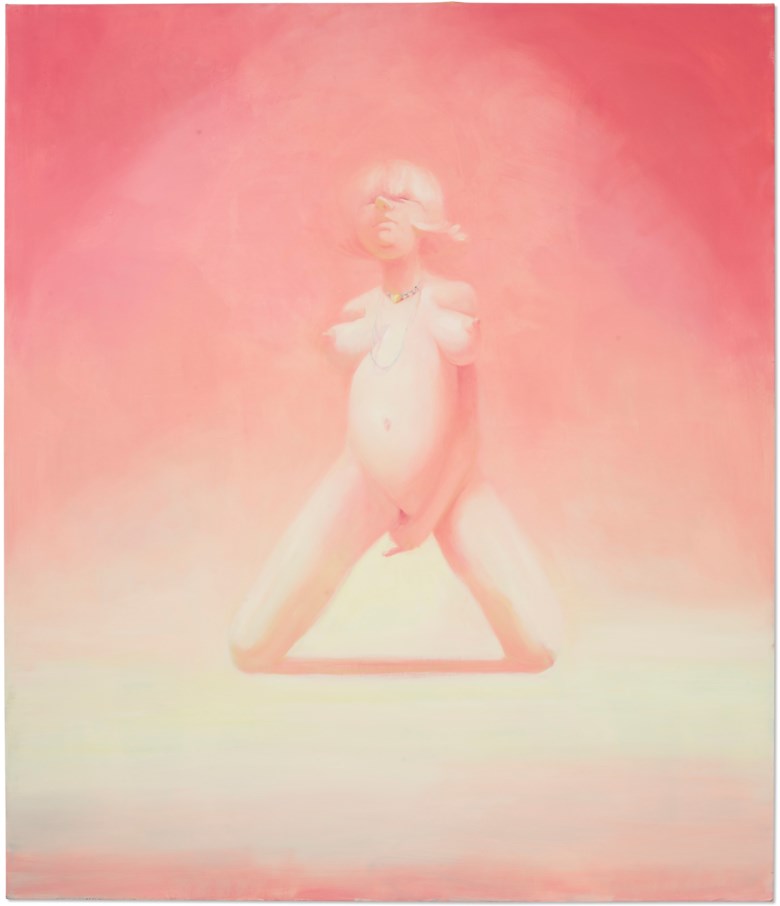Lisa Yuskavage (b. 1962), Heart, 1996-1997. Oil on linen. 84 x 72  in (213.4 x 182.9  cm). Estimate $350,000-550,000. Offered in Post-War & Contemporary Art Day Sale on 7 October 2020 at Christie’s in New York. Artwork © Lisa Yuskavage