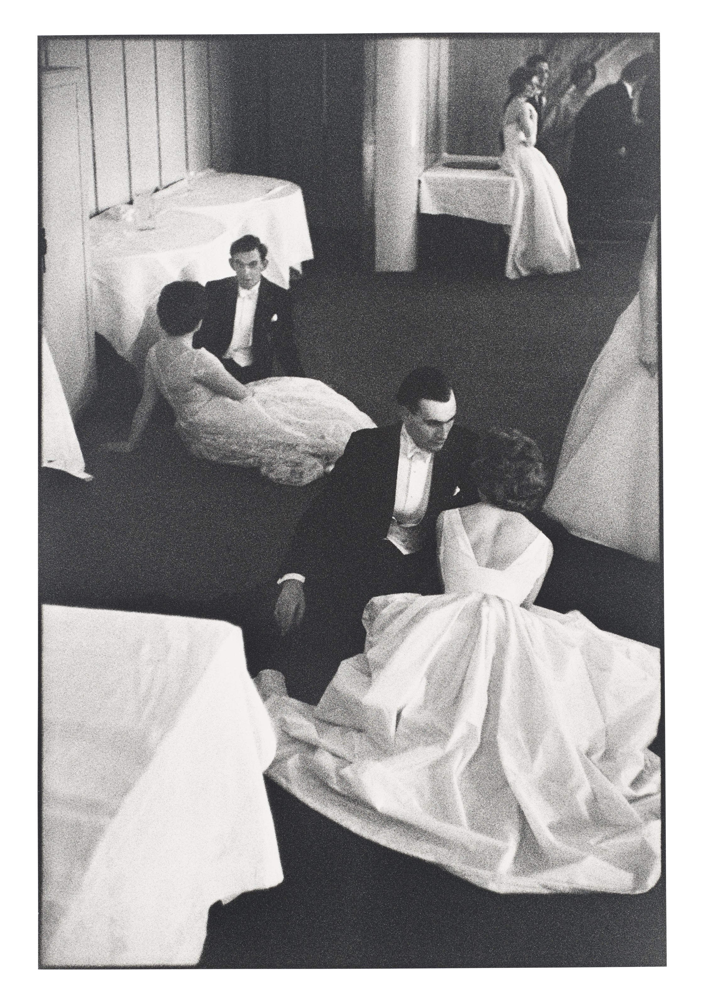 Henri Cartier&ndash;Bresson (1908&ndash;2004), Queen Charlotte's Ball, London, England, 1959. Gelatin silver print, printed later. Sheet: 19⅞ x 15&frac34; in (50.5 x 40 cm). Estimate: $12,000-18,000. Offered in 
Photographs, 21-30 September 2020, Online