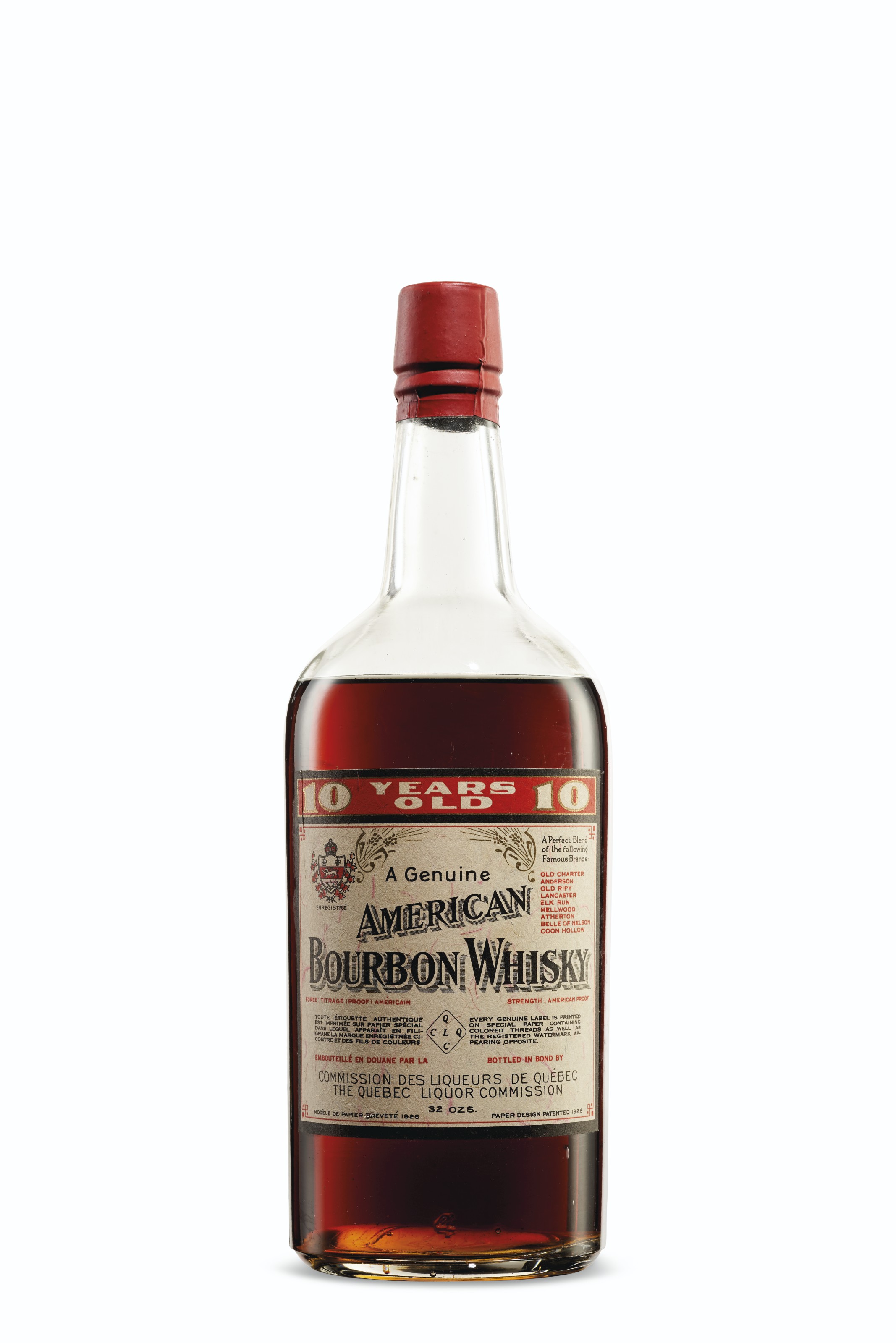 10 Year Old American Bourbon Whiskey, bottled in Canada, Manufactured
