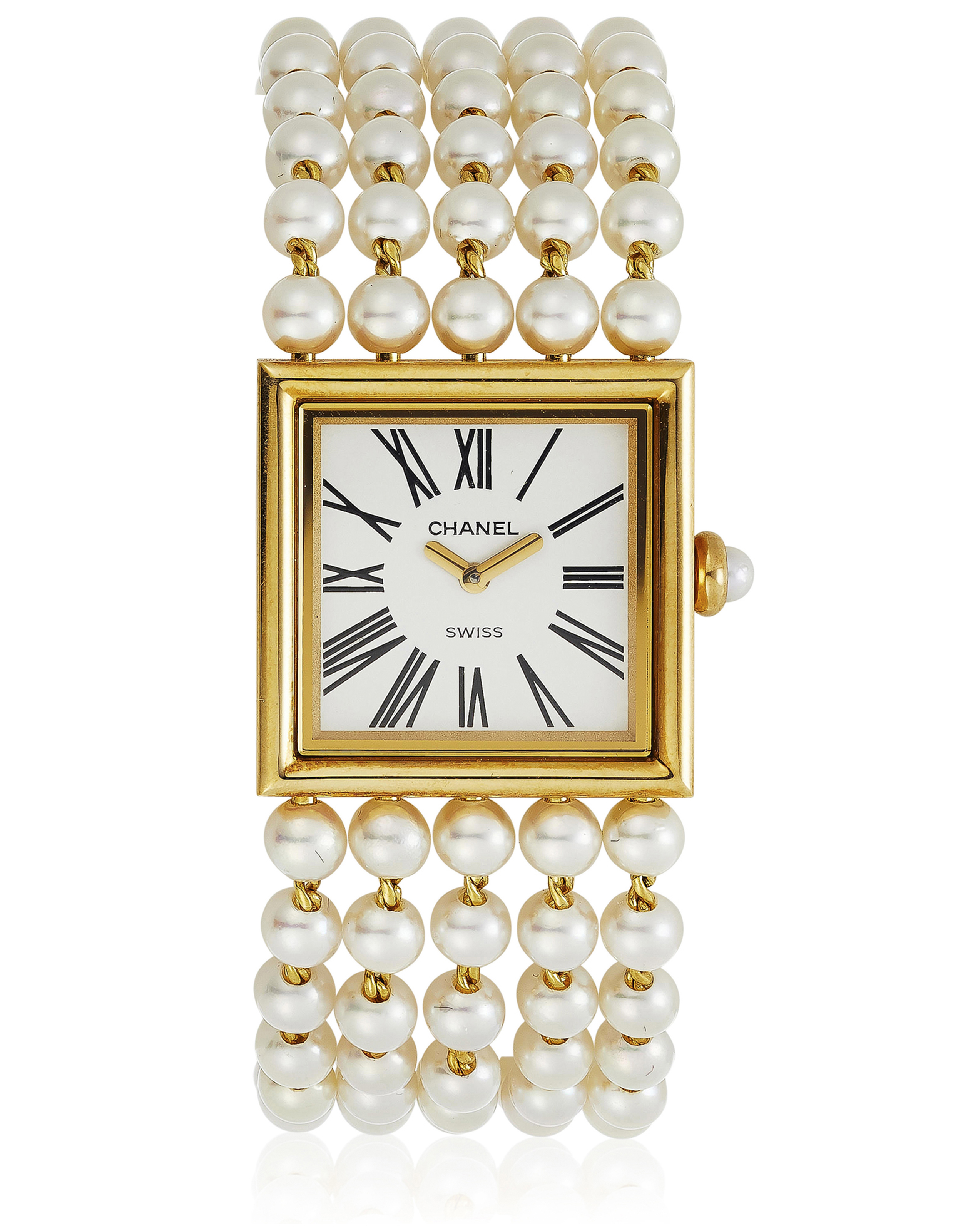 CHANEL MADEMOISELLE CULTURED PEARL AND GOLD WATCH Christie s