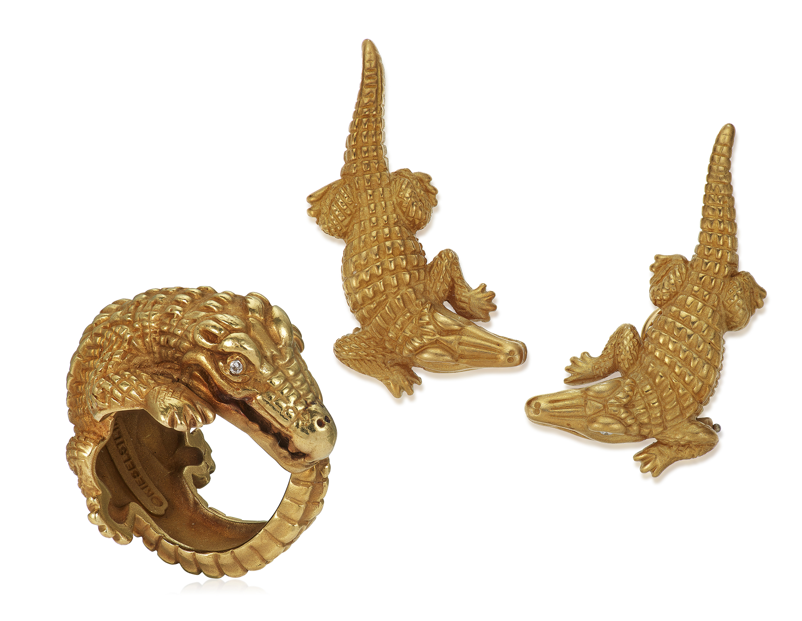 KIESELSTEIN CORD ALLIGATOR RING AND EARRINGS Christie s