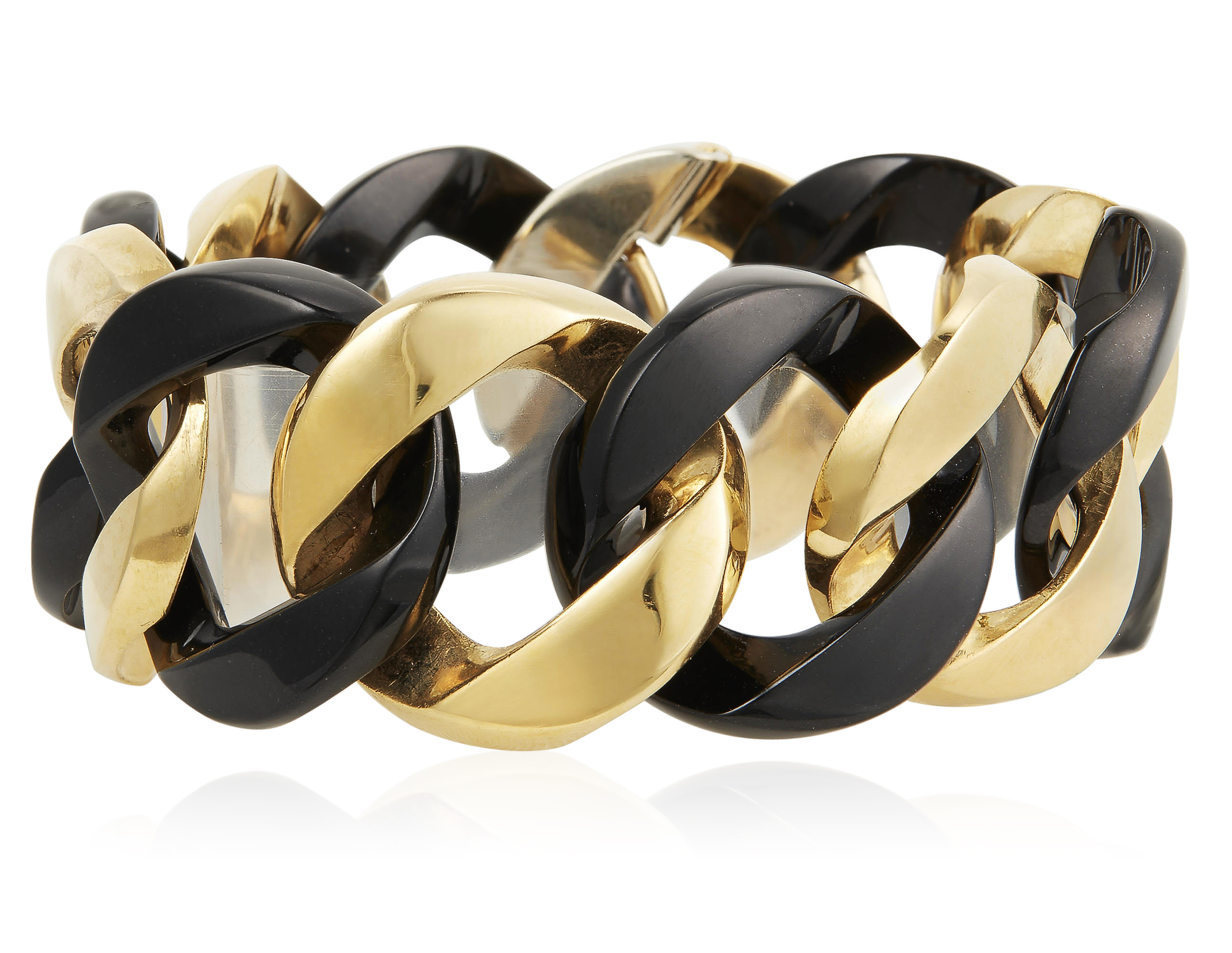 VERDURA BLACK JADE AND GOLD CURB LINK BRACELET, Christie’s