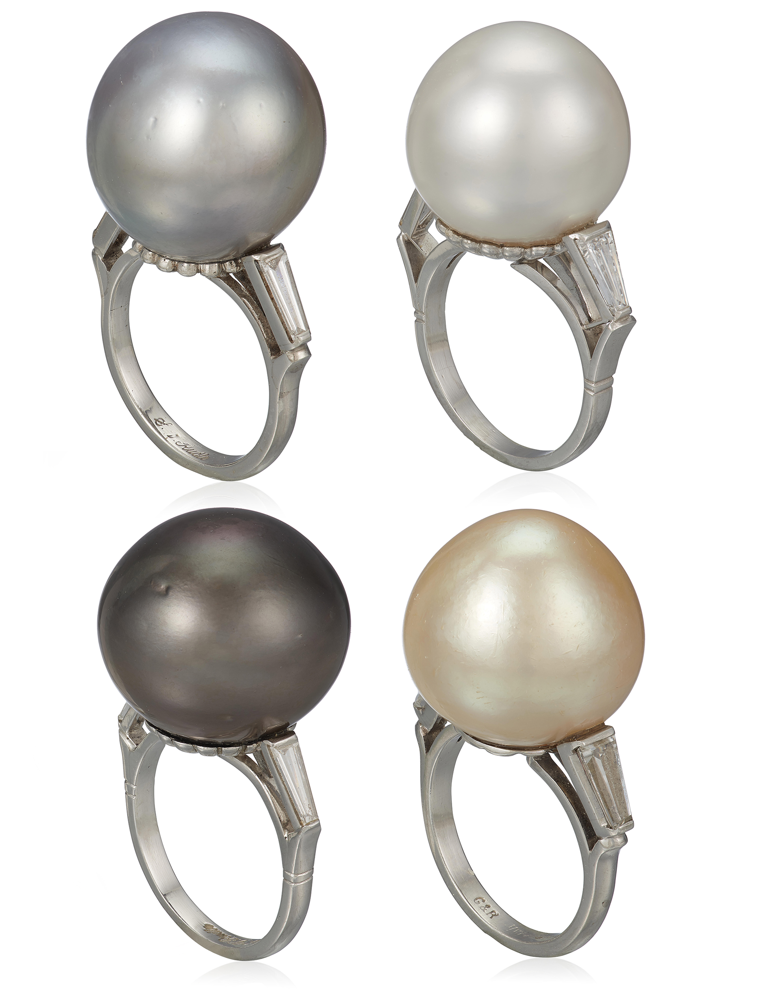 Catalog image of GROUP OF CULTURED PEARL AND DIAMOND RINGS WITH GIA REPORT