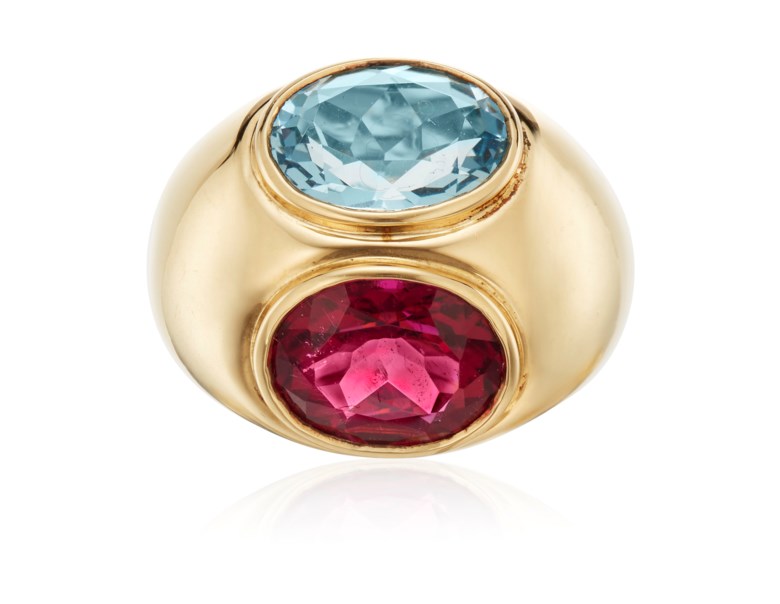 Tiffany & Co. Paloma Picasso aquamarine and tourmaline ring. Sold for $4,750 on 24 April 2020, Online