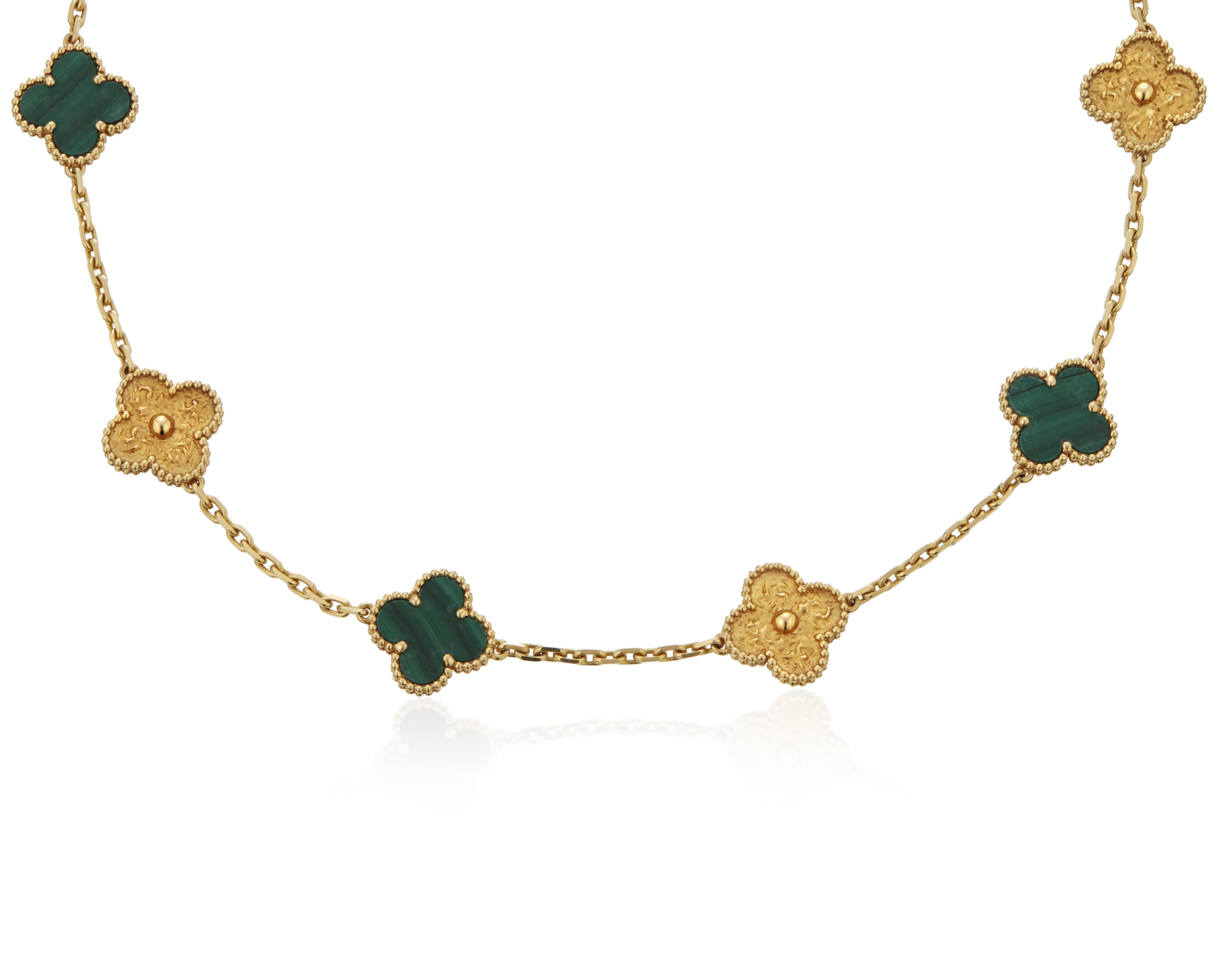 Van Cleef Arpels Malachite And Gold Vintage Alhambra Necklace Christie S
