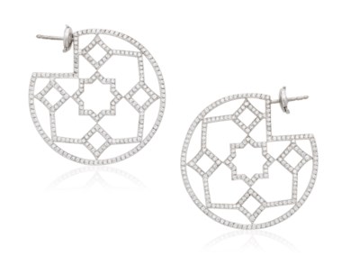 Tiffany & Co. Paloma Picasso Marrakesh diamond hoop earrings. 3.9 cm diameter. Sold for $5,250 on 24 April 2020, Online