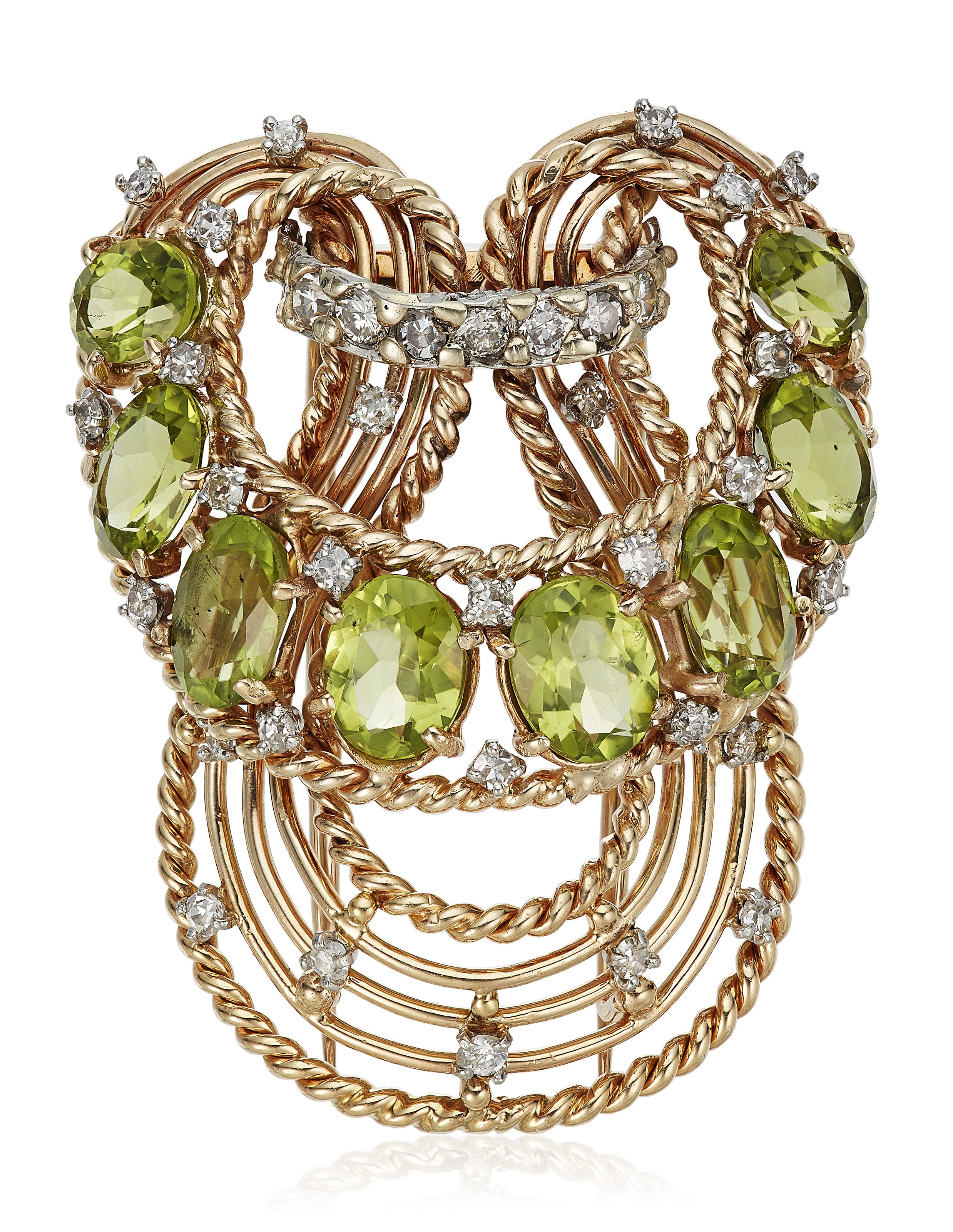 PERIDOT AND DIAMOND BROOCH MOUNTED BY CARTIER Christie s