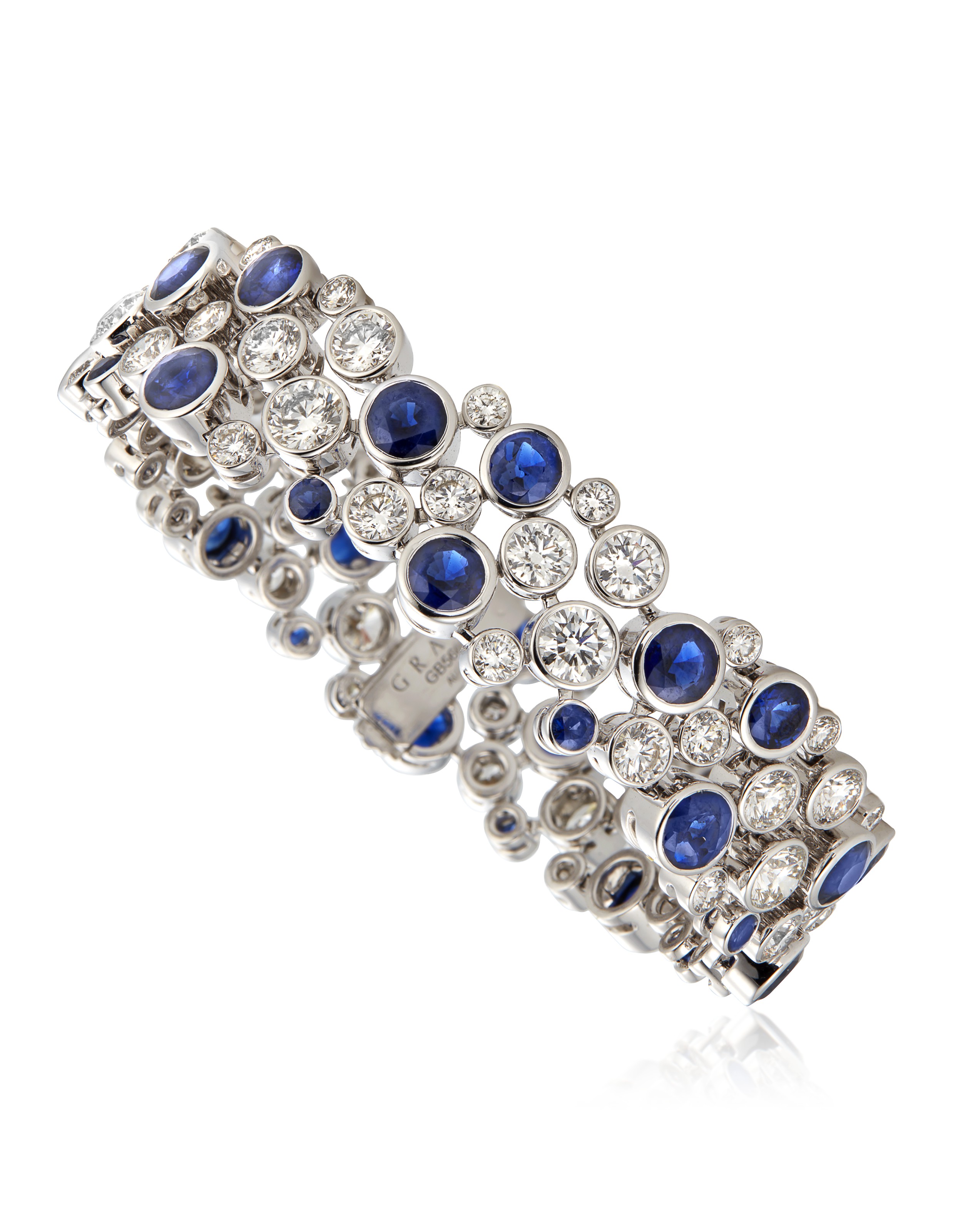 A diamond and sapphire bracelet, by Graff. Sold for $62,500 on 22 September 2020, Online