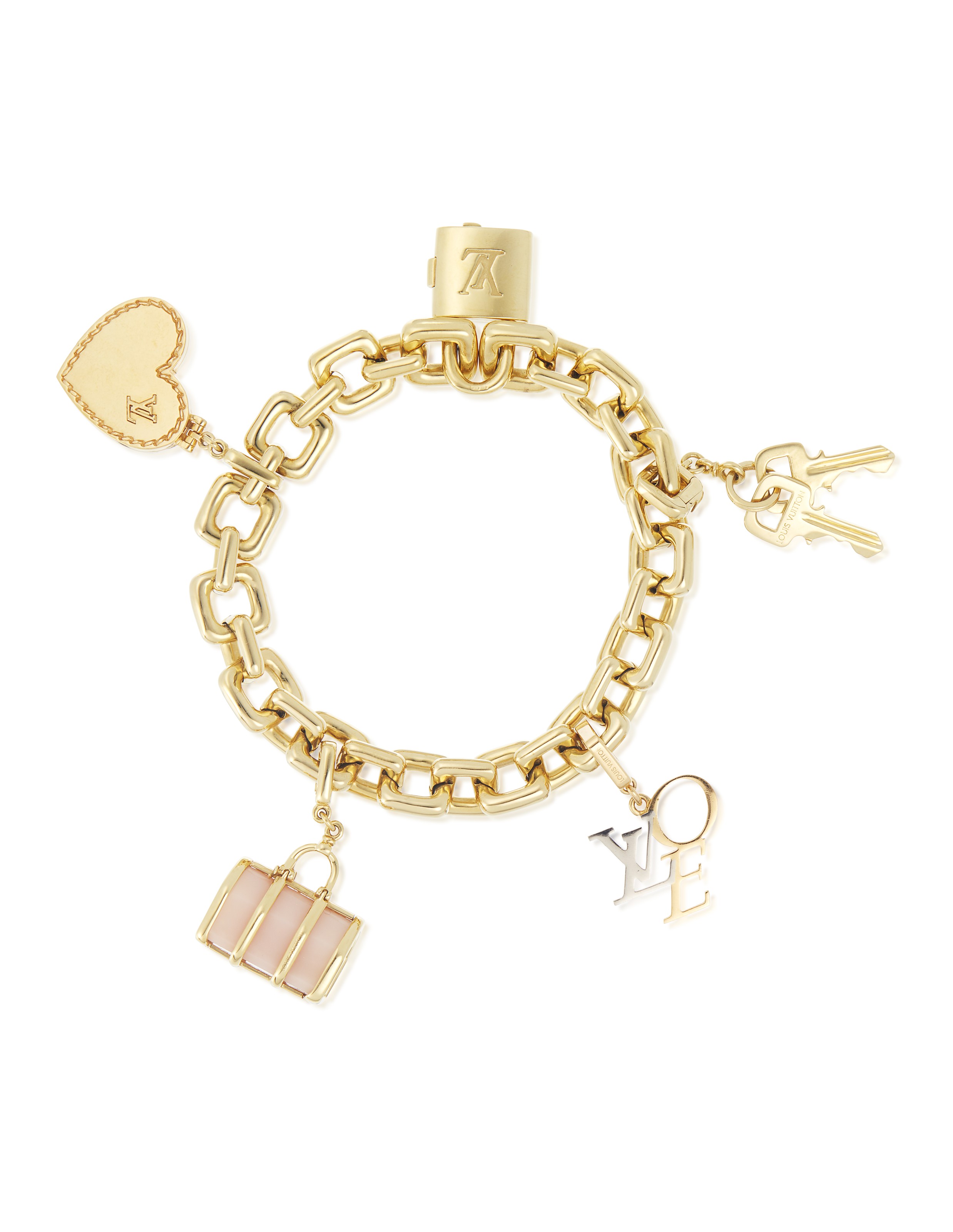 Louis Vuitton Brown Heart Gold Bracelet