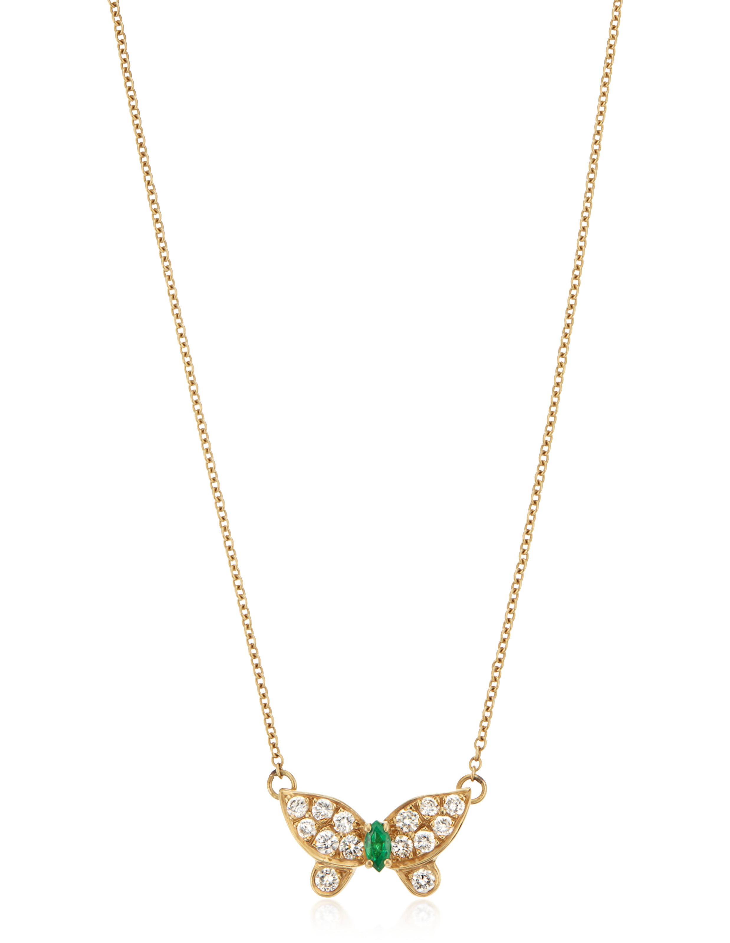 VAN CLEEF ARPELS EMERALD AND DIAMOND BUTTERFLY NECKLACE