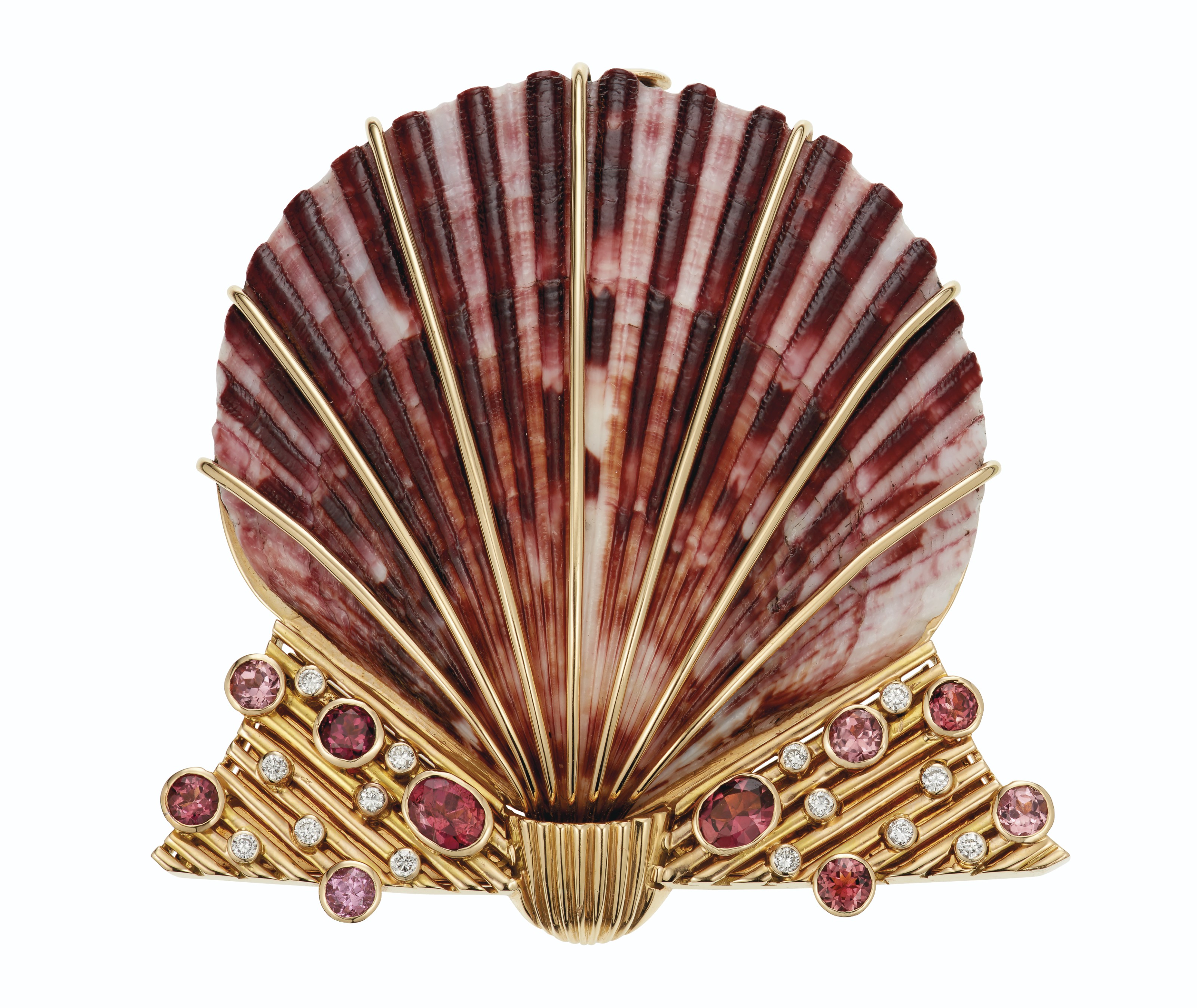 SHELL, DIAMOND AND TOURMALINE BROOCH, | Christie’s