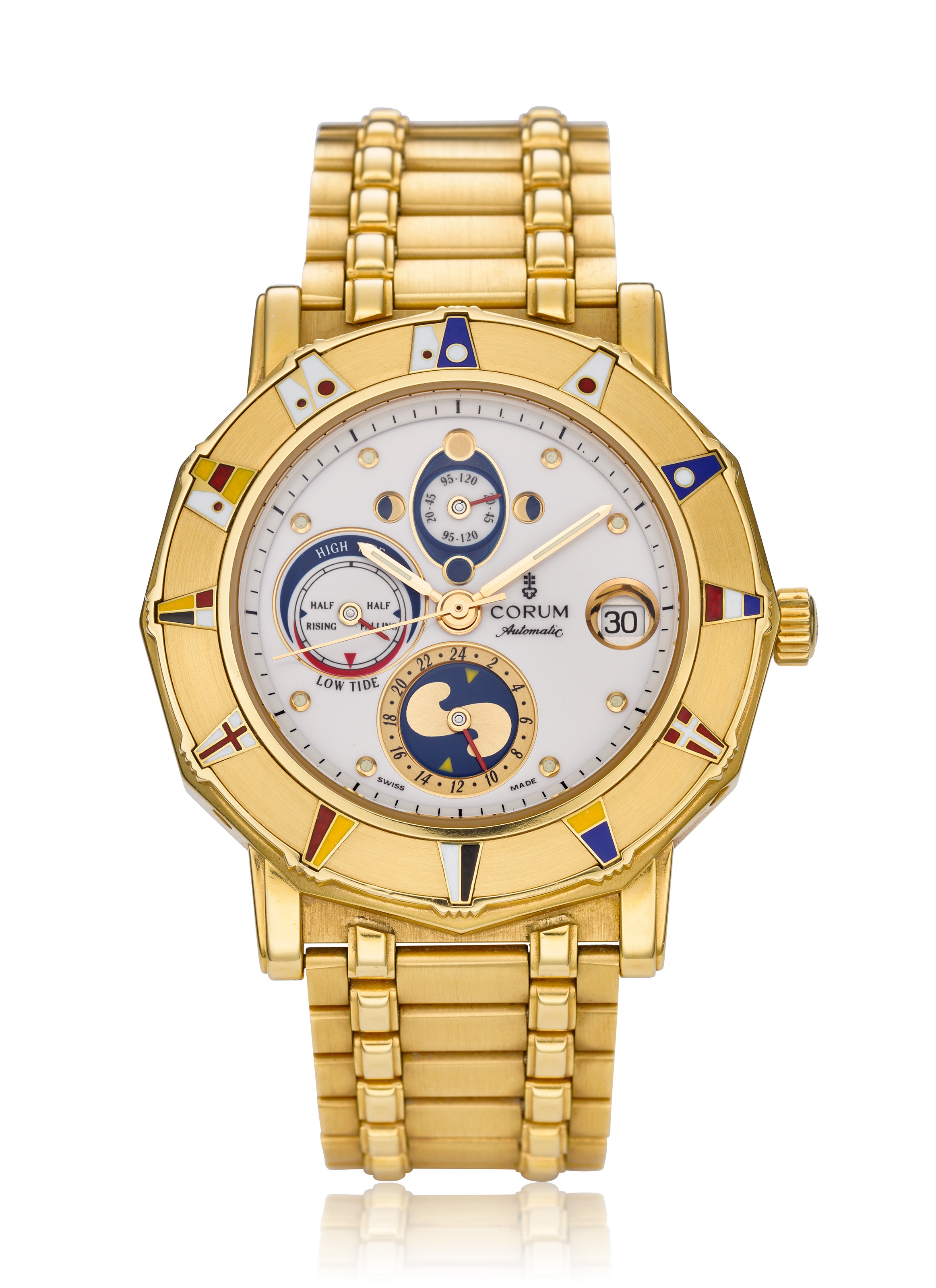 CORUM ADMIRALS CUP TIDES 18K GOLD LIMITED EDITION NO. 26 OF 100 POLYCHROME ENAMEL SAILBOAT SCENE ON ROTOR REF. 277.827.56 Christie s