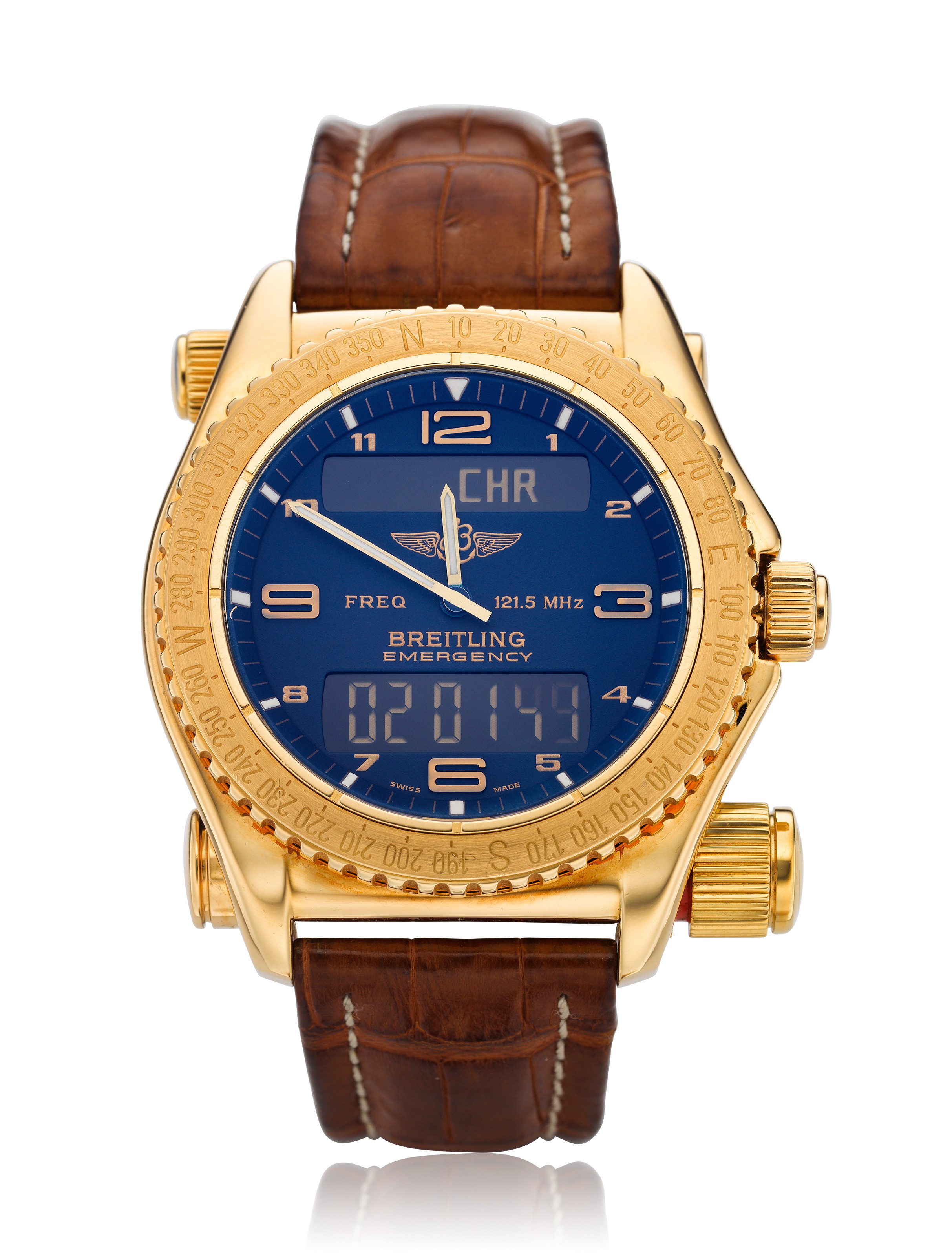 BREITLING, EMERGENCY, MULTIFUNCTIONAL PILOT WATCH, 18K GOLD, REF
