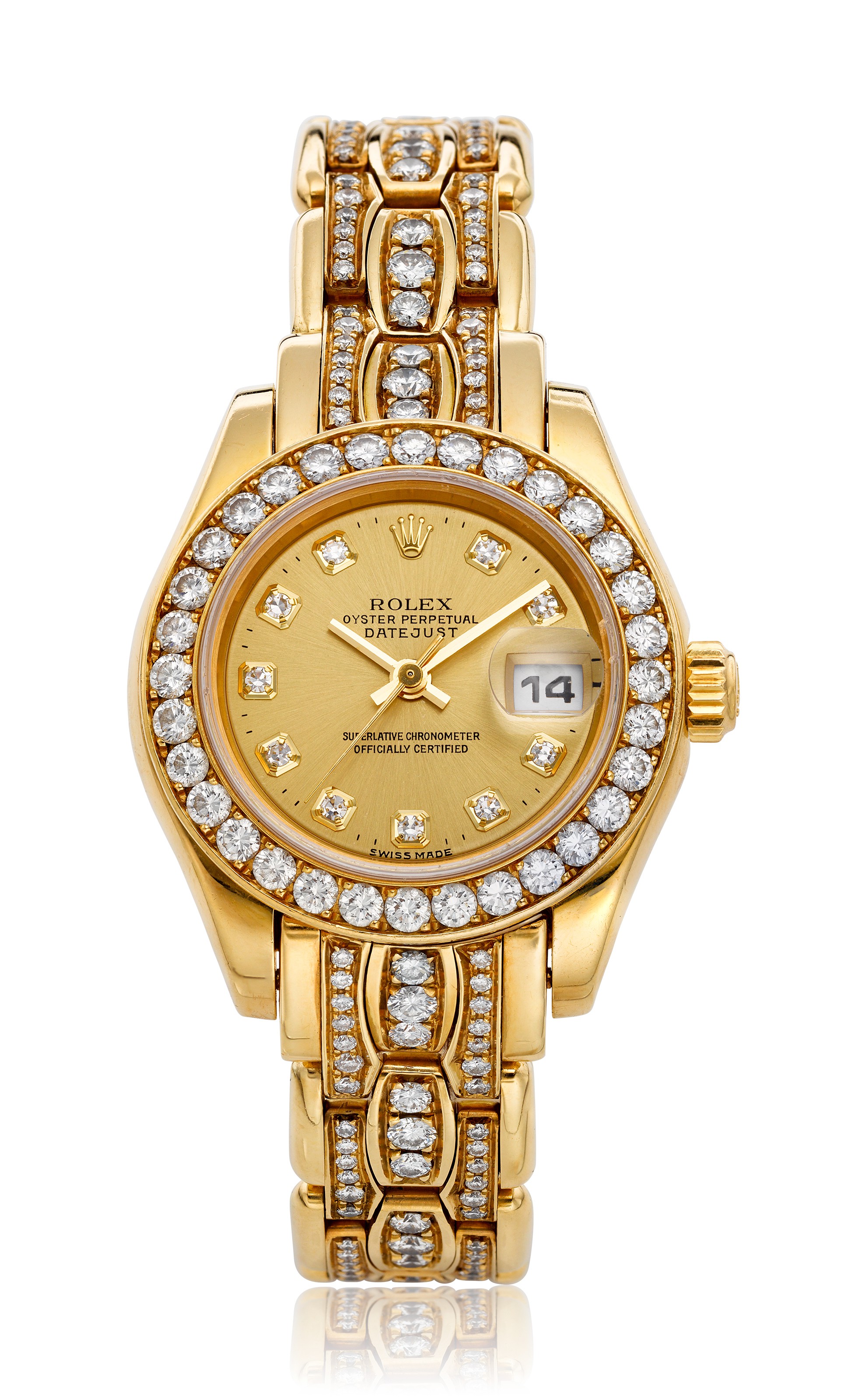 rolex pearlmaster yellow gold & diamonds ladies automatic watch