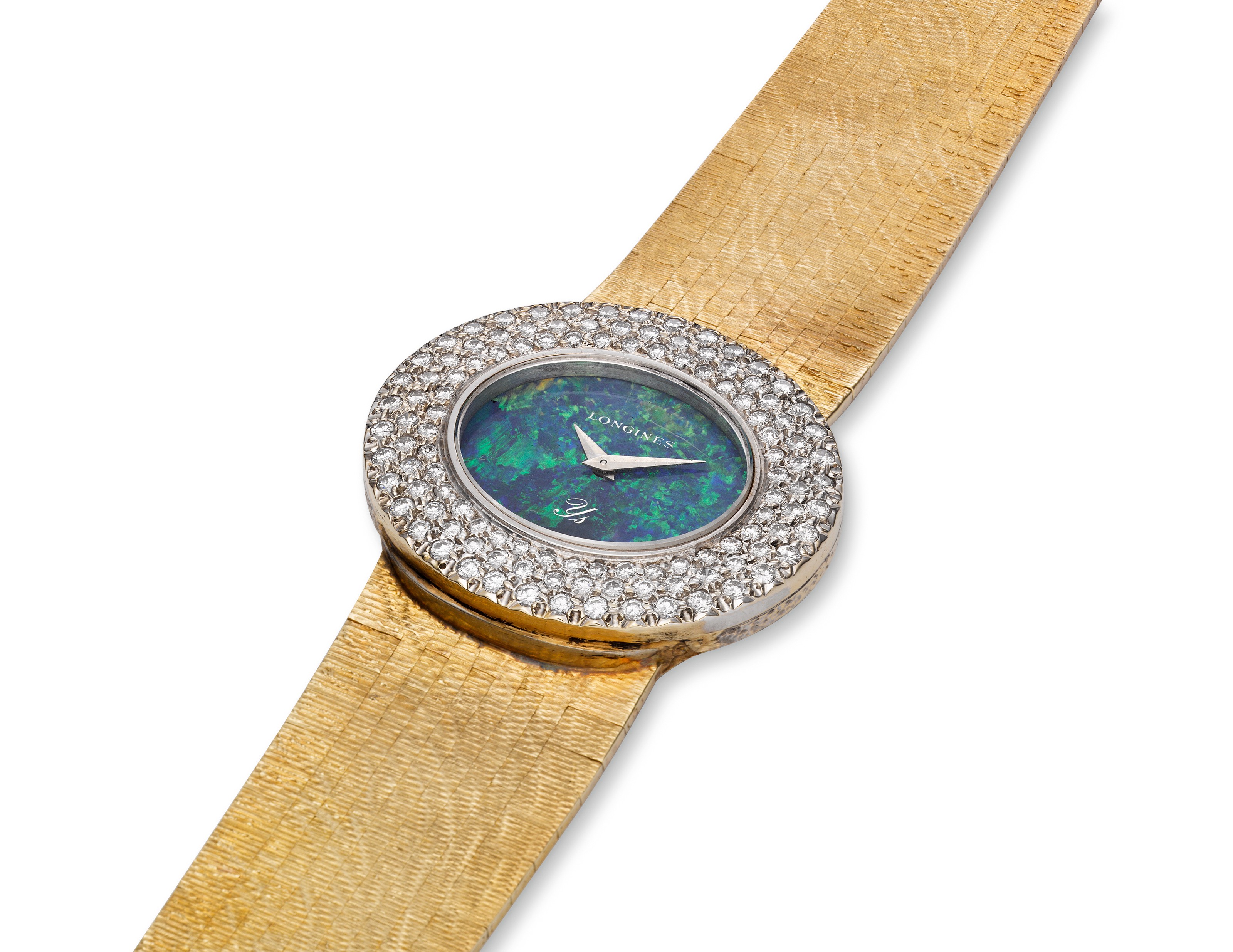 LONGINES, YVES SAINT BLAISE, OPAL DIAL, 18K GOLD AND DIAMOND  display picture 1