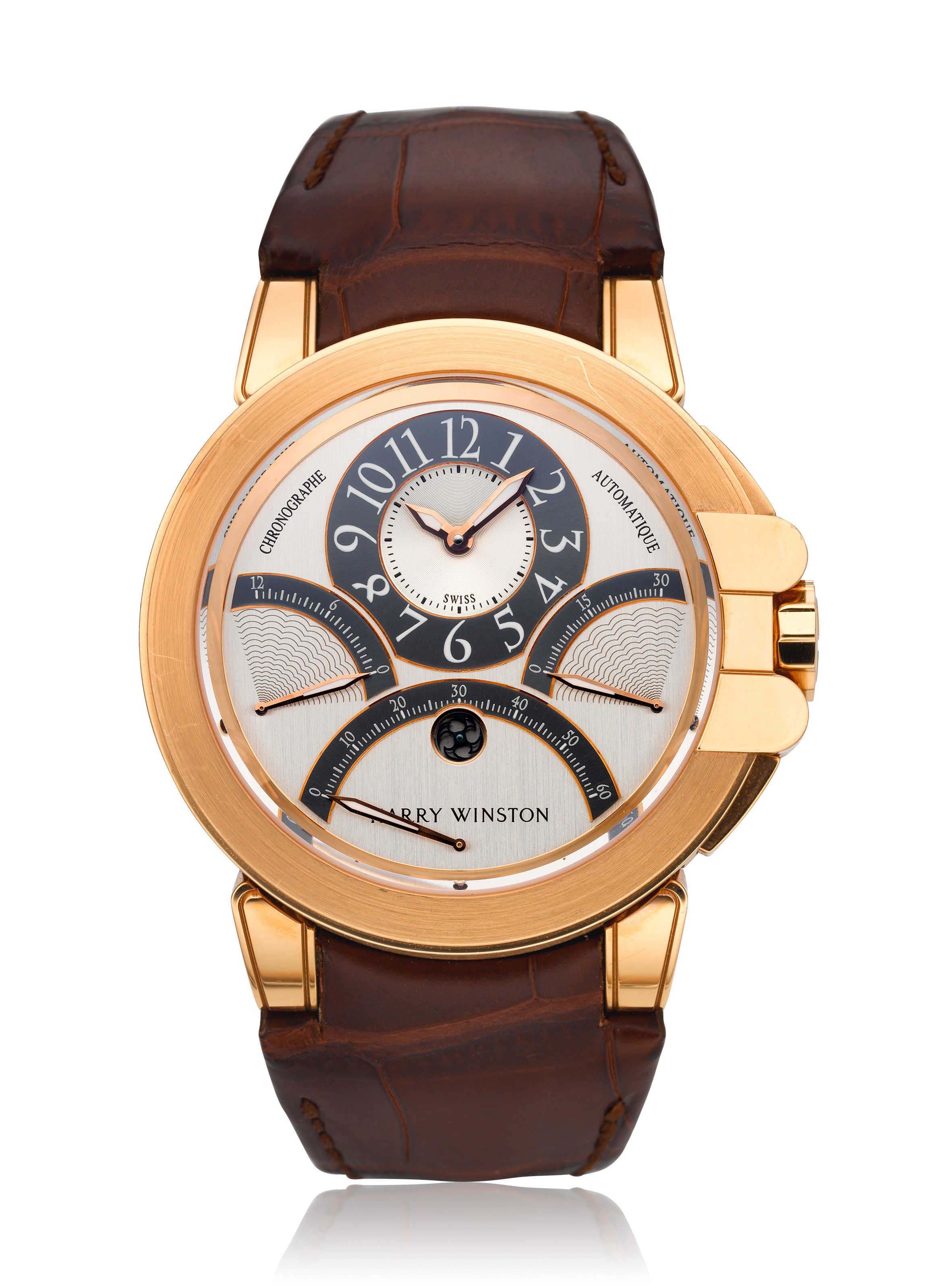 HARRY WINSTON OCEAN TRI RETROGRADE CHRONOGRAPH 18K PINK GOLD