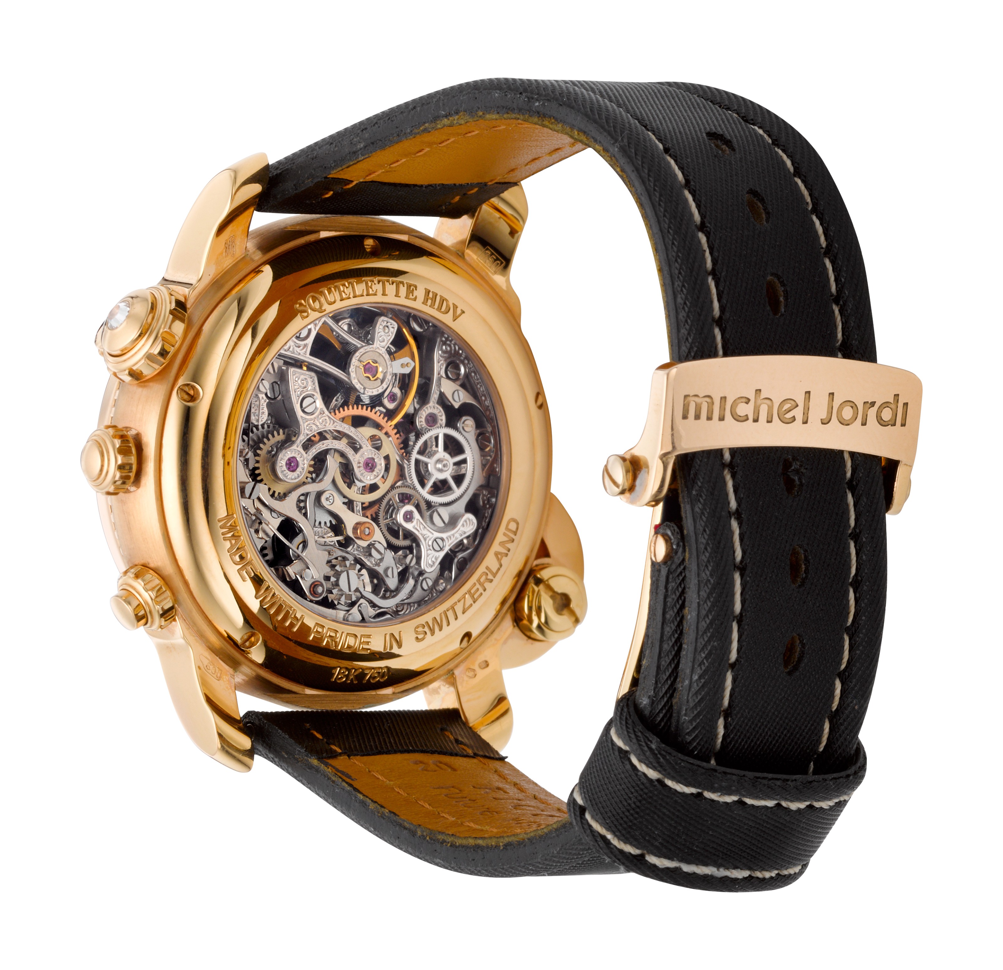 MICHEL JORDI, A PINK GOLD LIMITED EDITION SKELETONIZED CHRONOGRAPH 