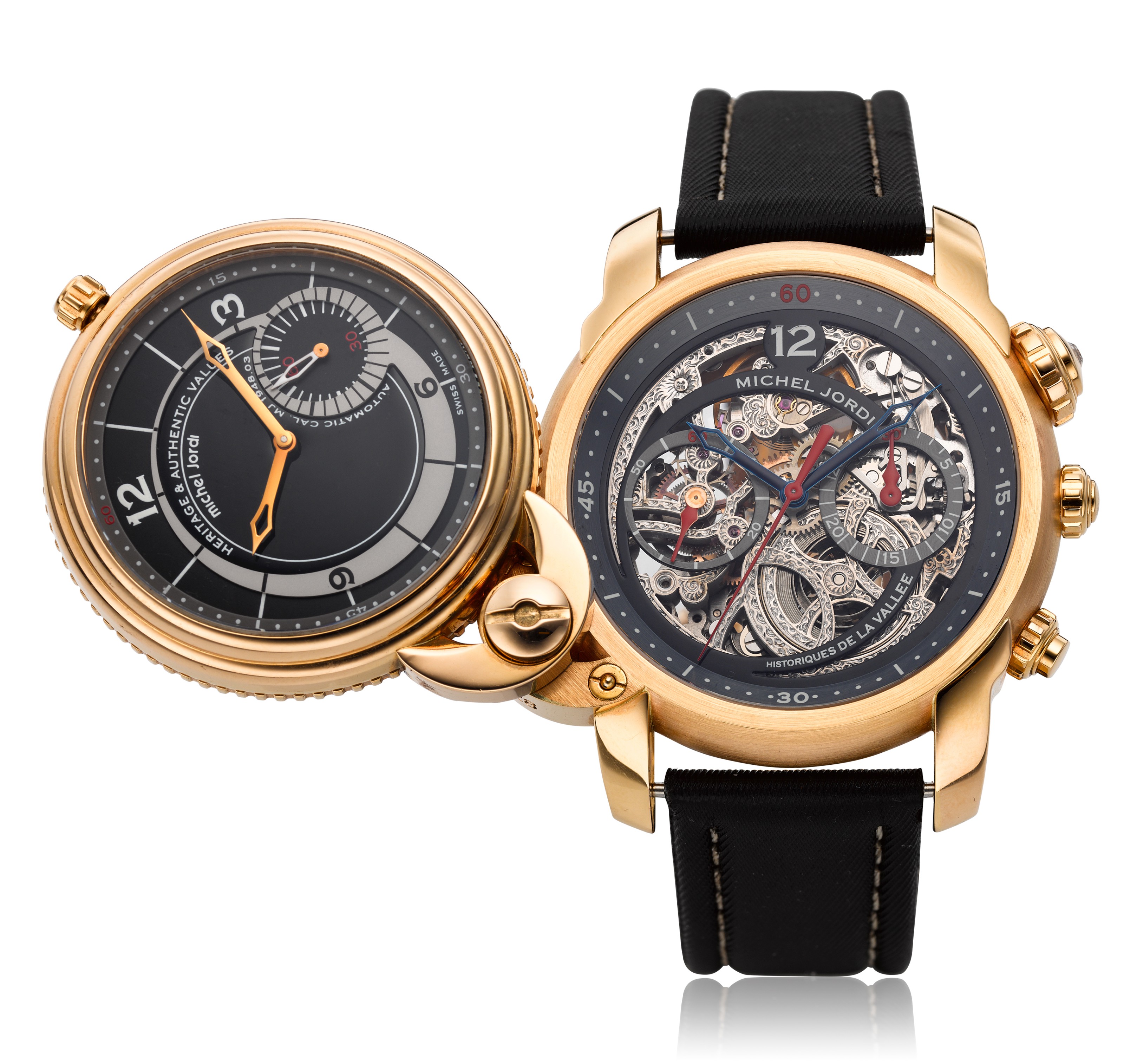 michel  jordi 腕時計 MICHEL JORDI, A PINK GOLD LIMITED EDITION SKELETONIZED