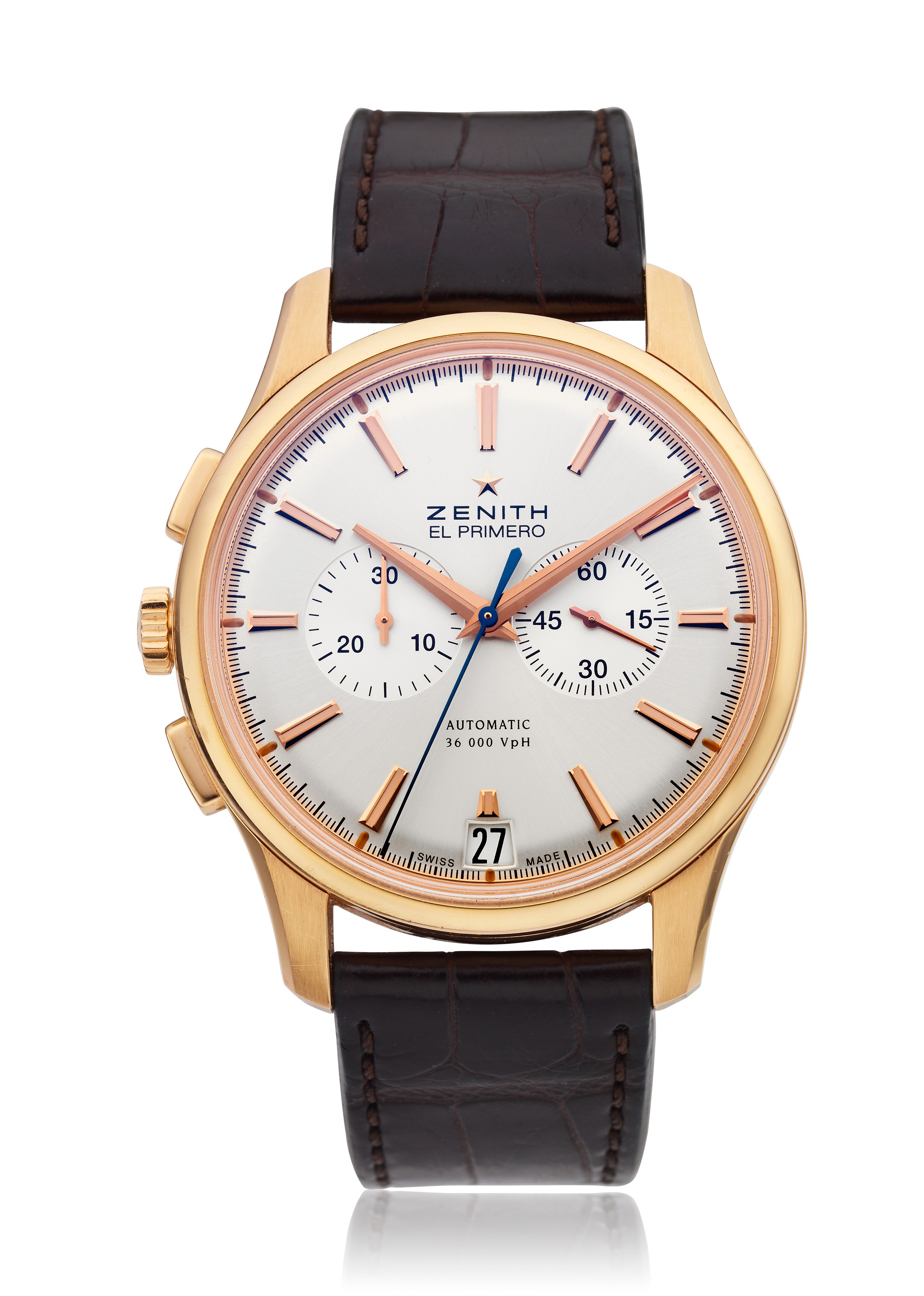 ZENITH, 18K PINK GOLD CAPTAIN CHRONOGRAPH, EL PRIMERO, LEFT-HANDED