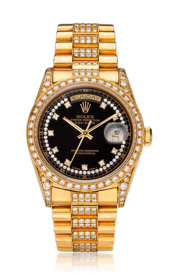 ROLEX, DAY-DATE, 18K GOLD DIAMONDS, REF. 18388, | Christie's