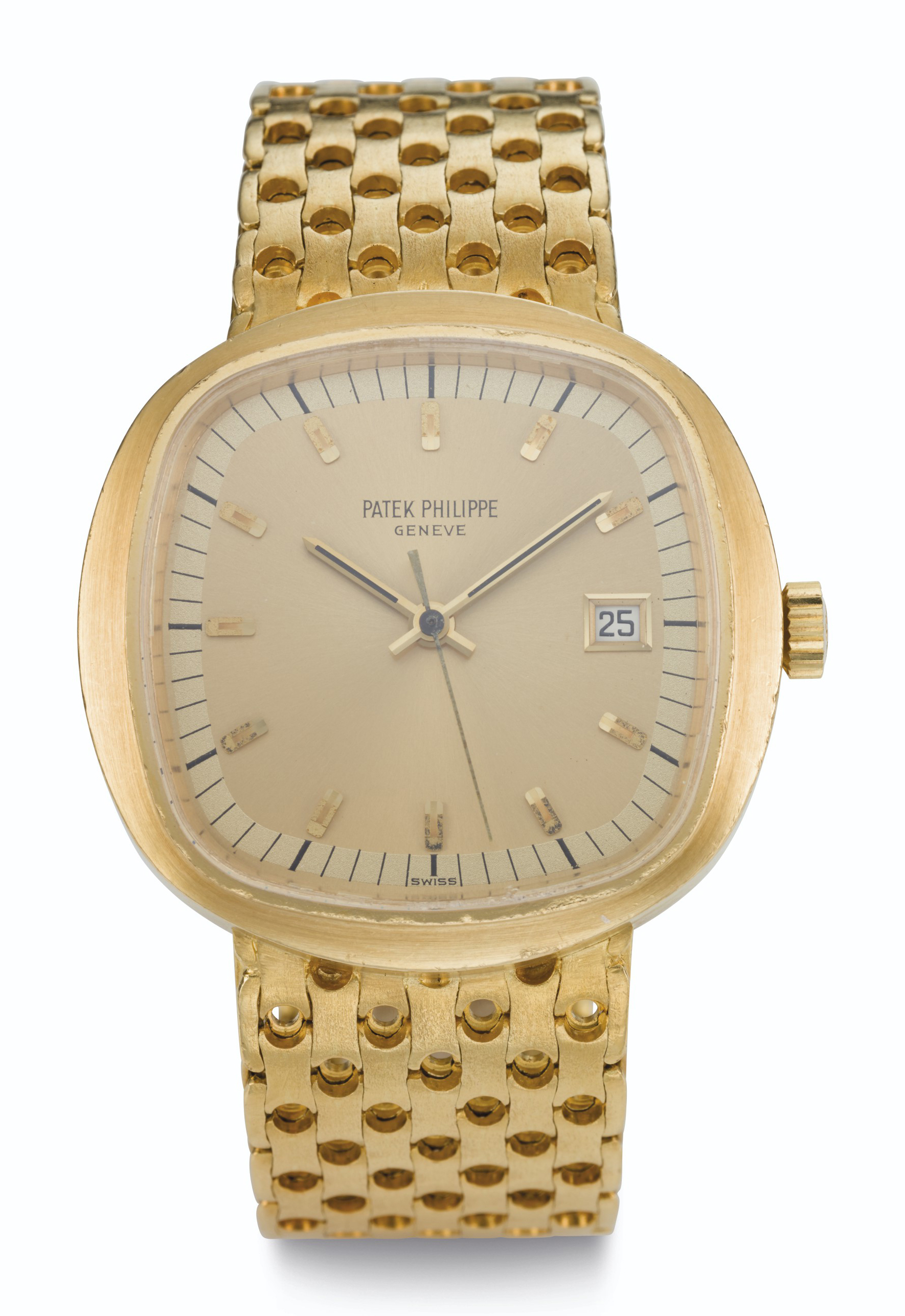 PATEK PHILIPPE, 18K GOLD CUSHION-SHAPED ELECTRONIC WRISTWATCH WITH  BRACELET, REF. 3587/2, | Christie's
